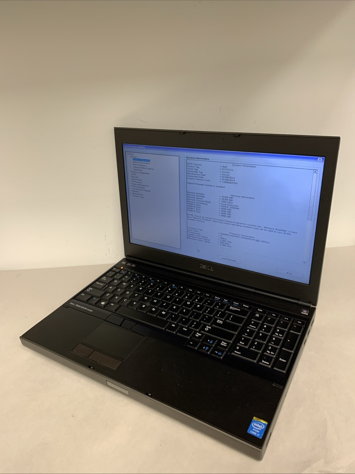 Dell Precision M4800 Core i7-4700MQ 16GB RAM NO SSD | Boot To Bios