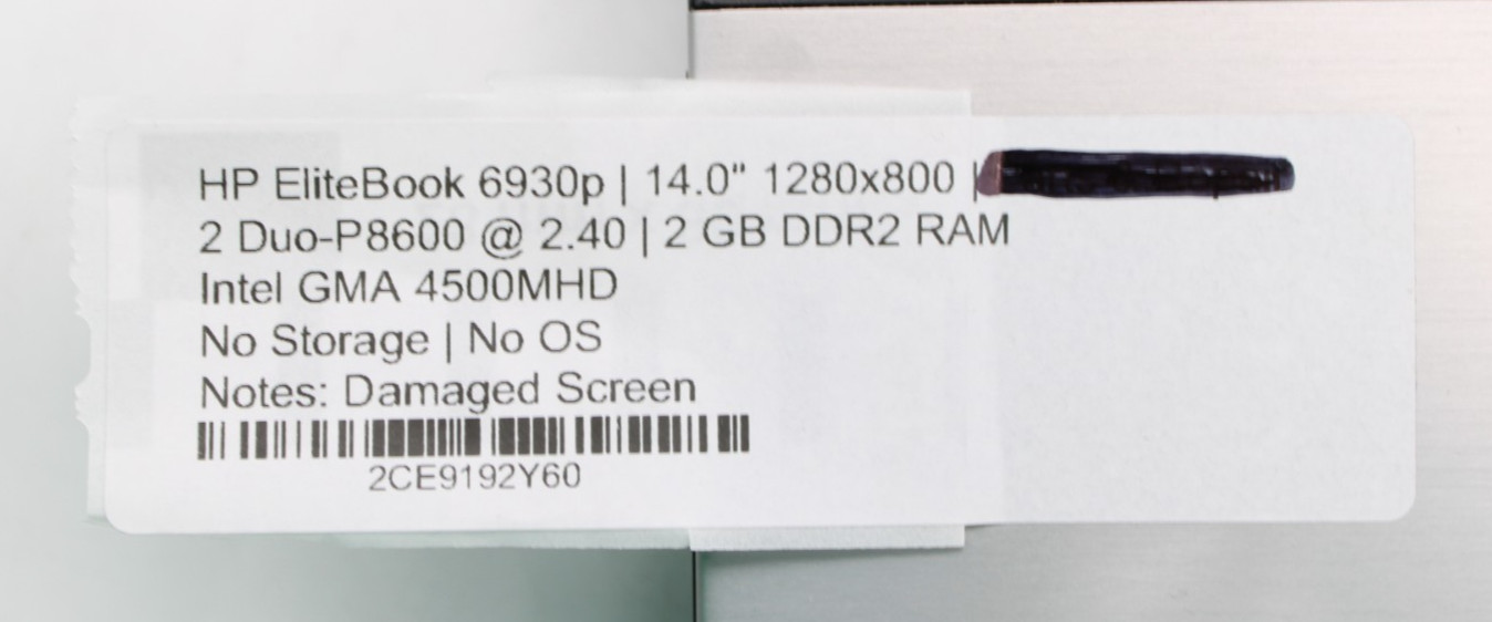 HP EliteBook 6930p 2Duo-@2.4GHz 2GB DDR2 NO STORAGE OR OS *USED/TESTED*