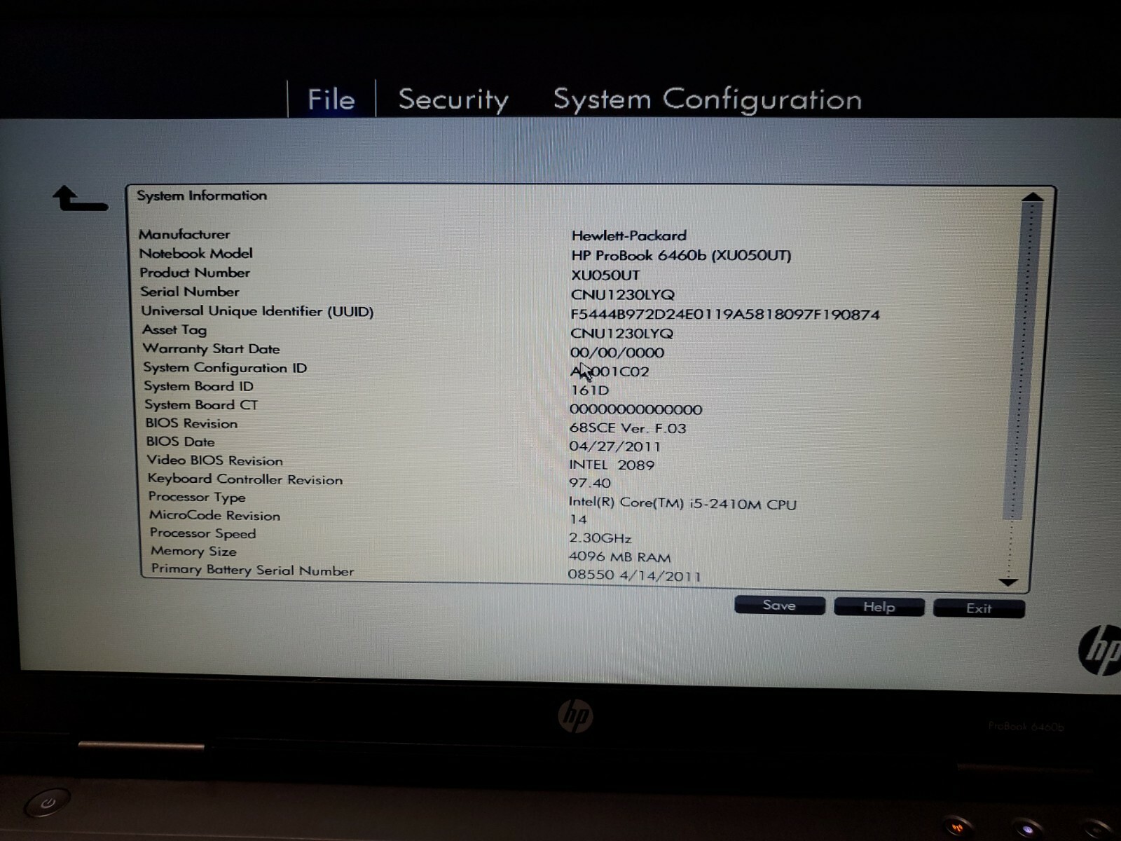 HP Probook 6460b Intel i5 2410m 4gb