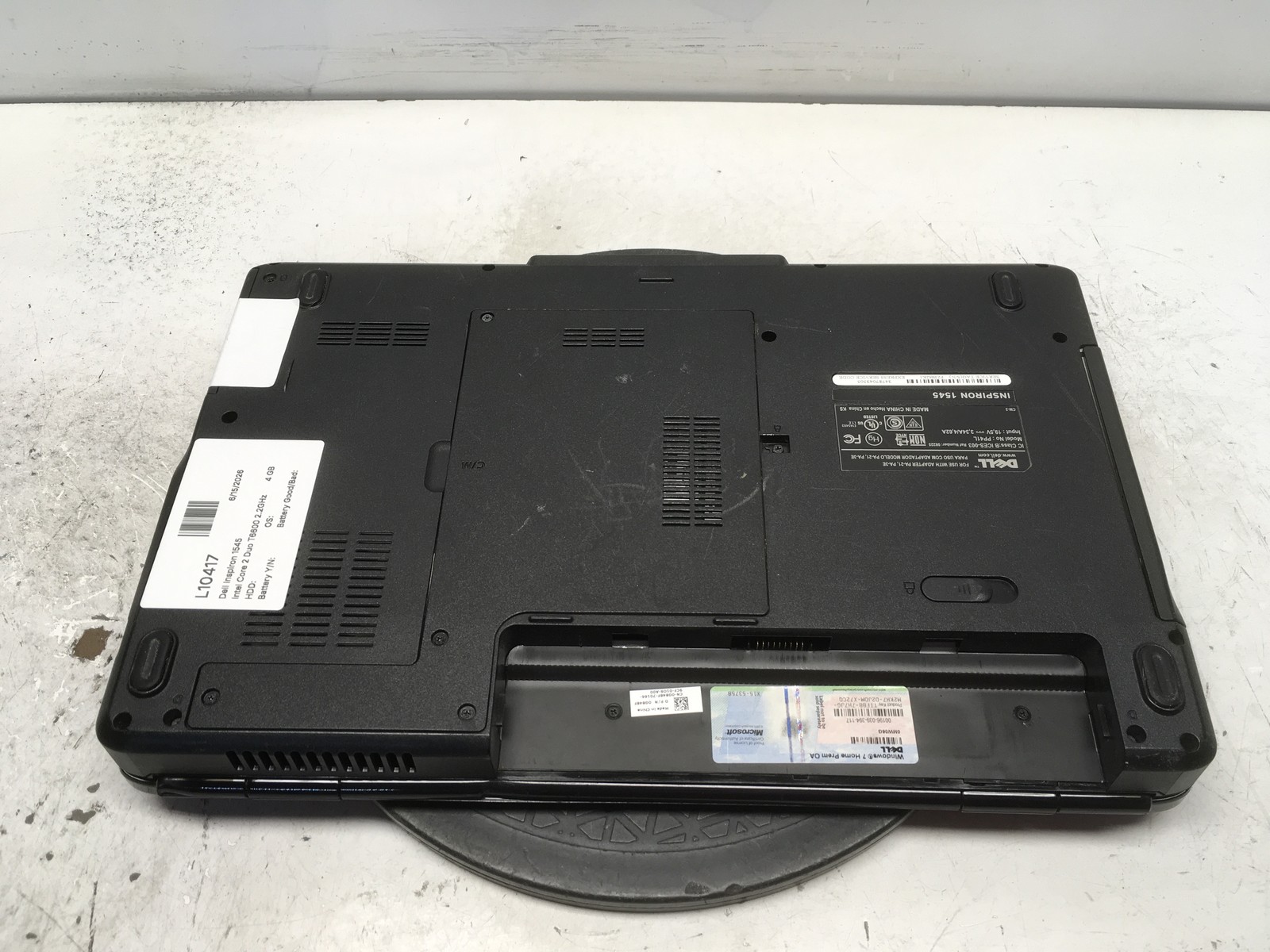Dell Inspiron 1545 Intel Core 2 Duo T6600 2.2GHz 4 GB NO HDD No Batt