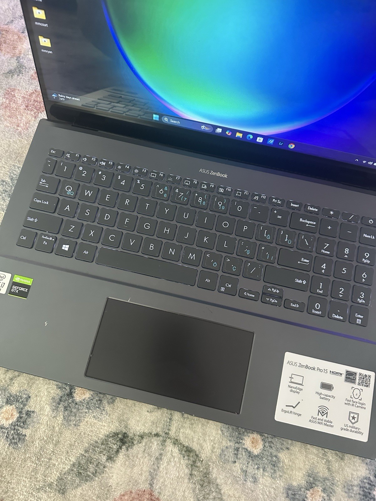 ASUS ZenBook Pro 15 15.6in Core i7 10th Gen GTX Windows 11 HDMI Webcam Black