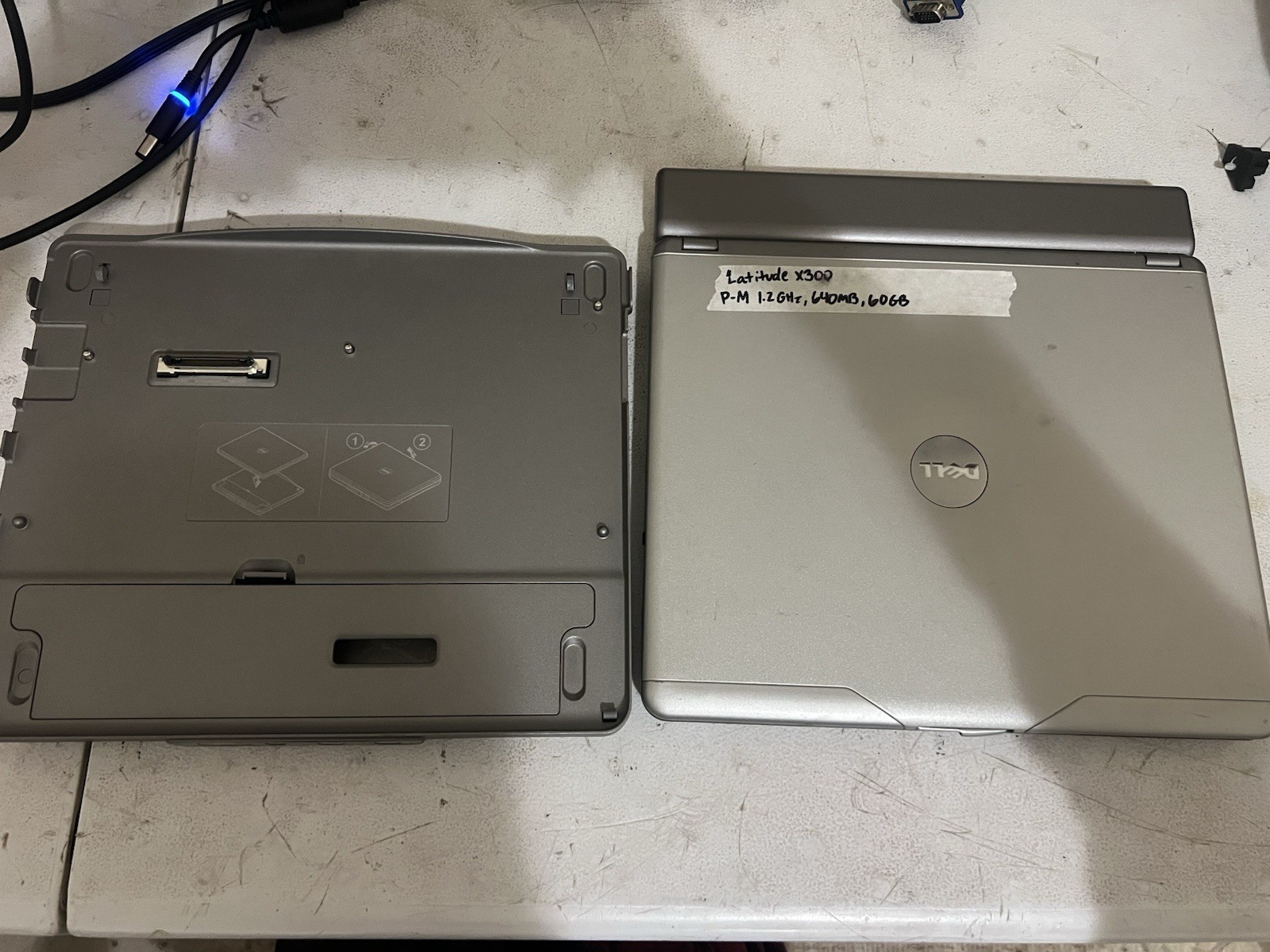 Vintage Dell Latitude X300 Pentium M 1.2GHz 640MB 60GB HDD Win XP w/ Dock Base