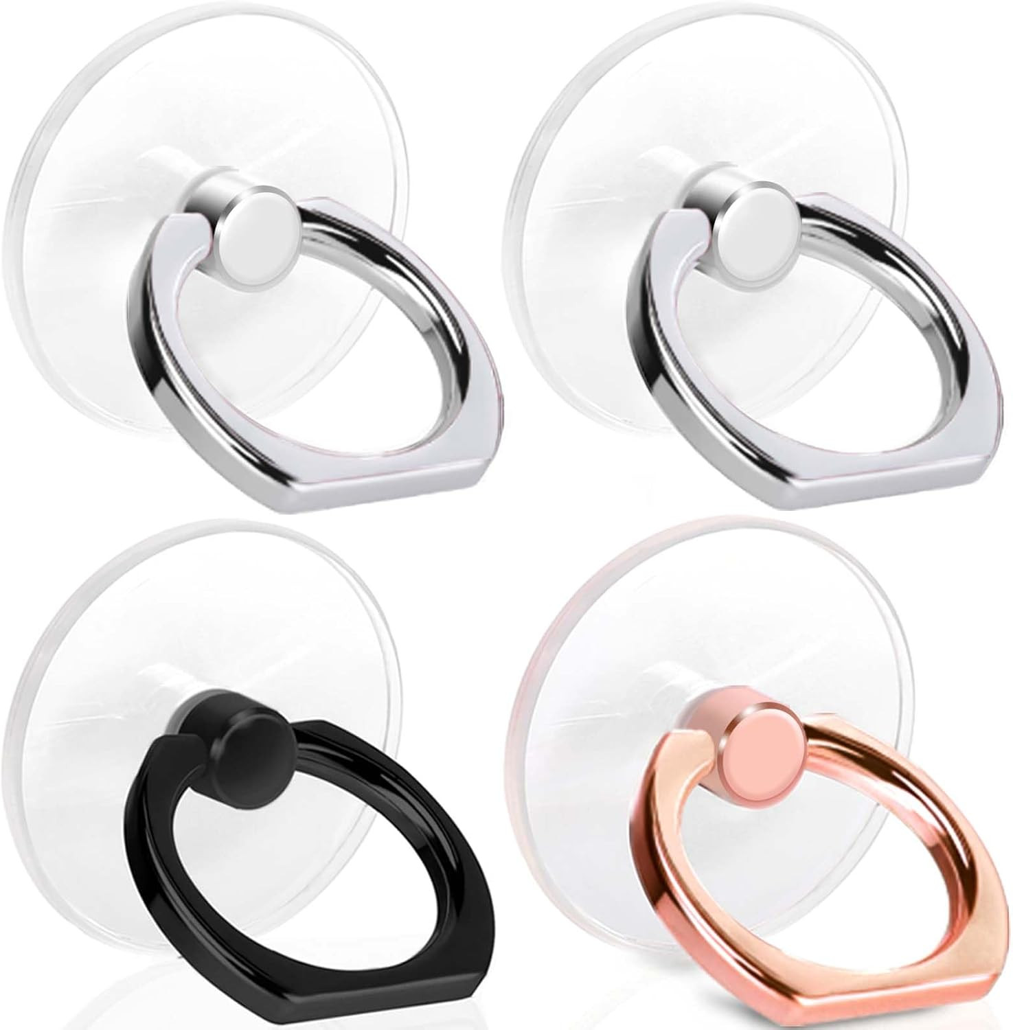 4 Pack Cell Phone Ring Holder, Transparent Ring Holder 360°Rotation Finger Ring
