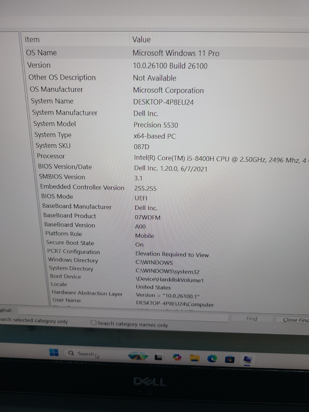 Dell Latitude Precision 5530 i5-8400H 2.50GHz 16GB Ram 256GB SSD Win 11 Pro