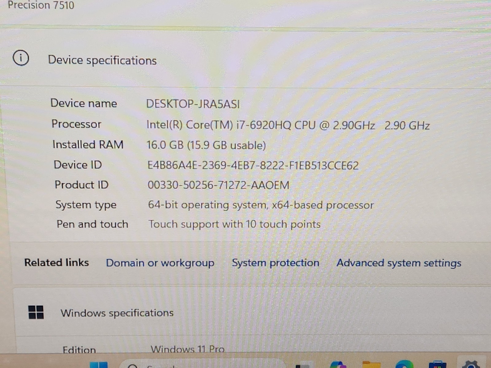 Dell Precision 7510 15.6″ FHD Touchscreen i7-6920HQ 2.9GHz 16GB Quadro M1000M ~