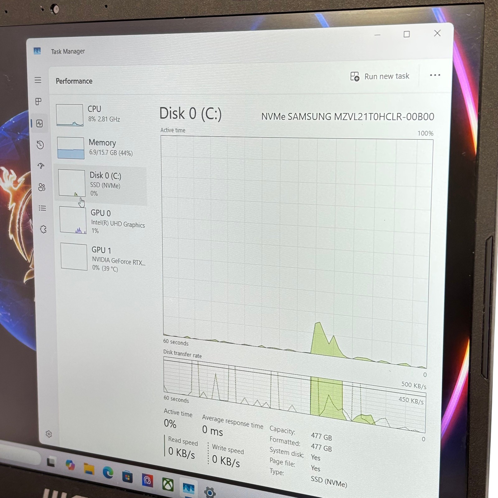 MSI Cyborg 15 A12VF-215US Core i5-12450H 2GHz RTX 4060 16GB RAM 512GB SSD 15.6”