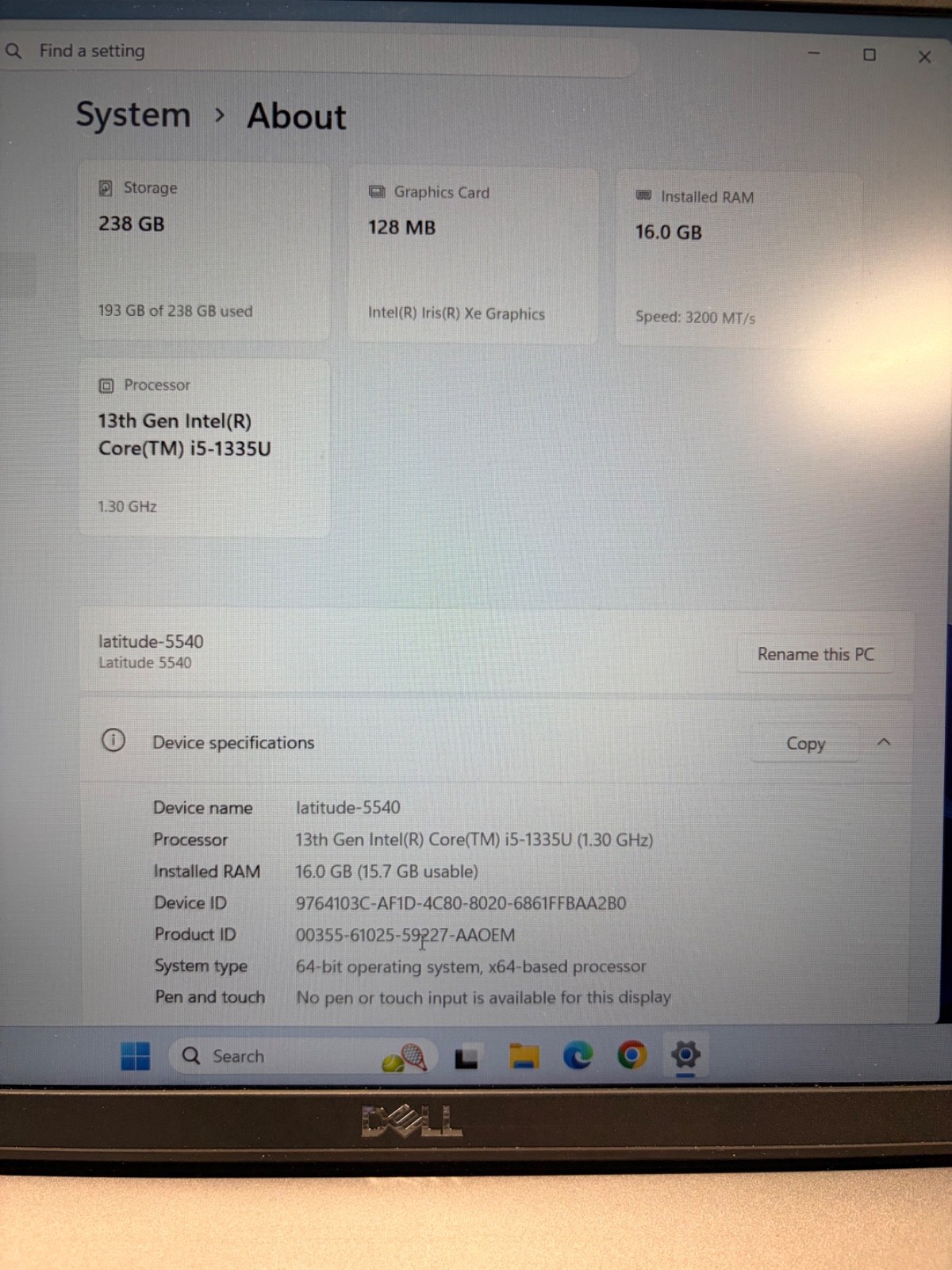 Dell Latitude 5540 | 15″ FHD | i5-1335U | 16GB RAM – 256GB SSD | Windows 11 Pro
