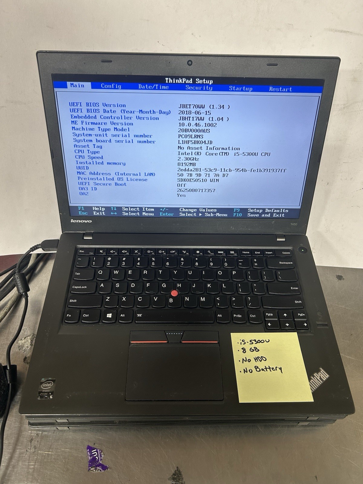 Lot of 3 Lenovo ThinkPad T440/T450 No Battery No AC 5-20-1