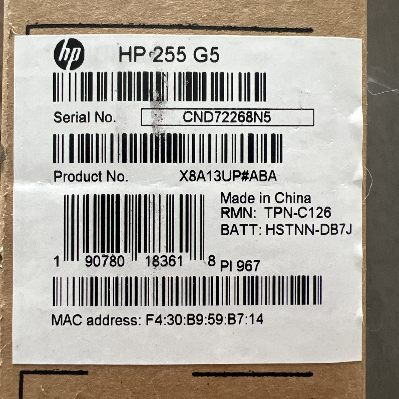 HP 255 G5 AMD E2-7110 1.8GHz HDD 500GB RAM 4GB X8A13UP