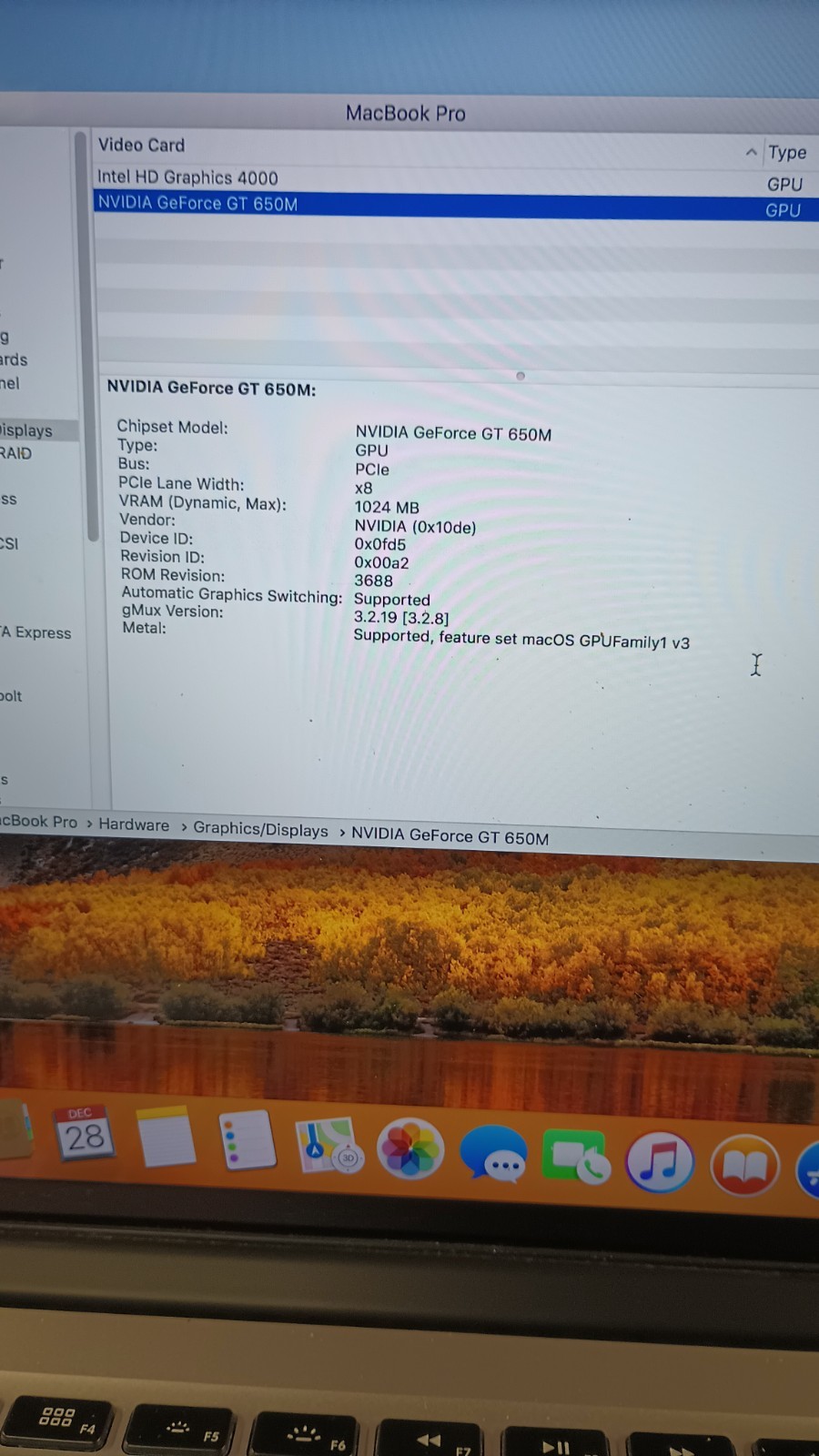MacBookPro w/charger.i7-3720QM(4cores)Nvidia.16GB.256GB SSD.15.4″Retina.mac OS.