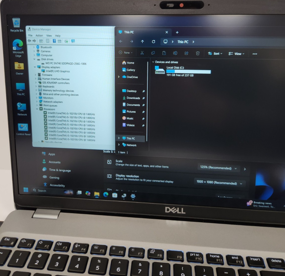 Dell Latitude 5510 Core i5-10210U, 16GB RAM, 256GB NVME, Win11 *READ #0448
