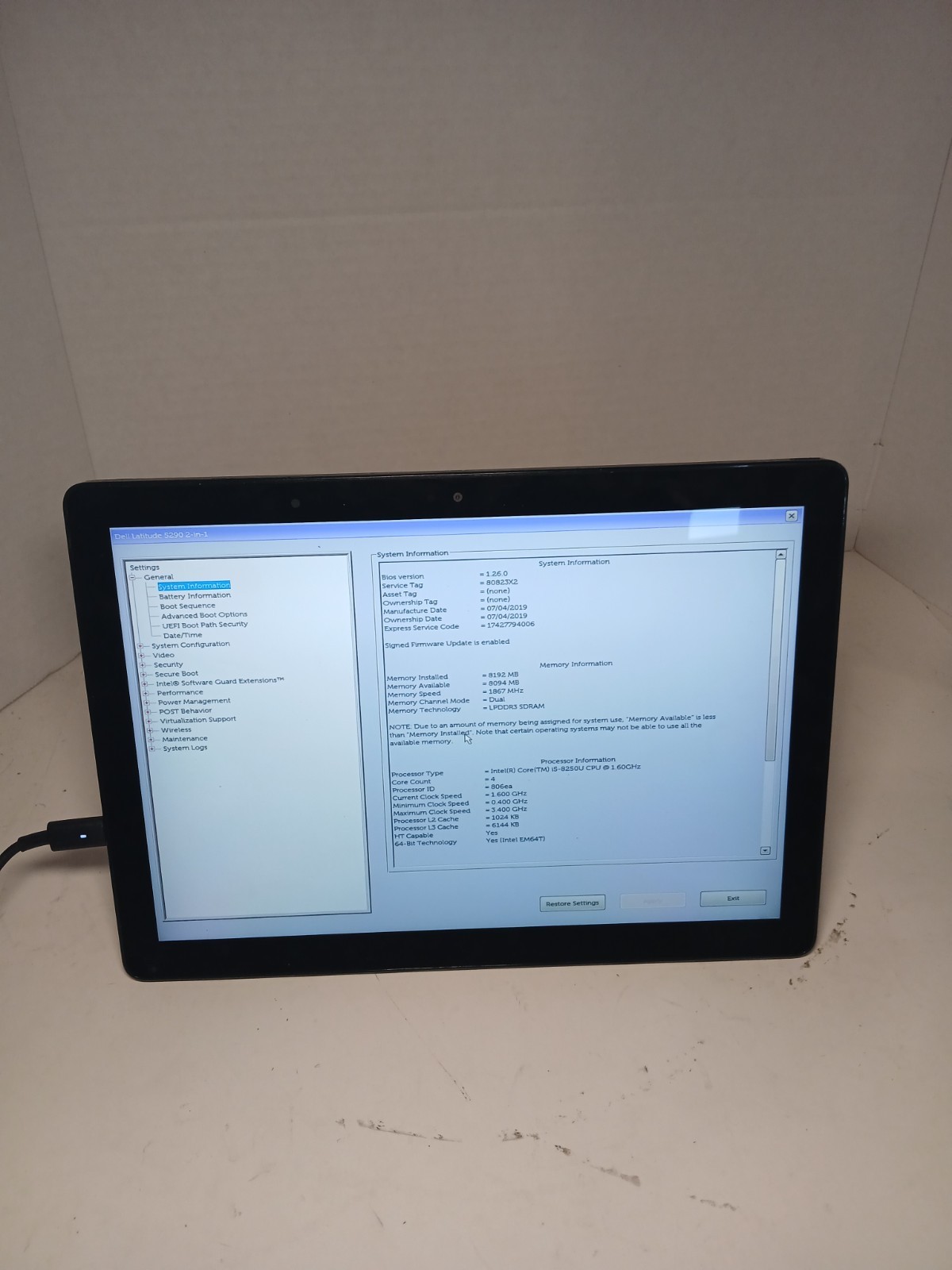 Dell Latitude 5290 2-in-1 i5-8250U 8GB RAM NO OS/SSD. NO BATTERY! #97