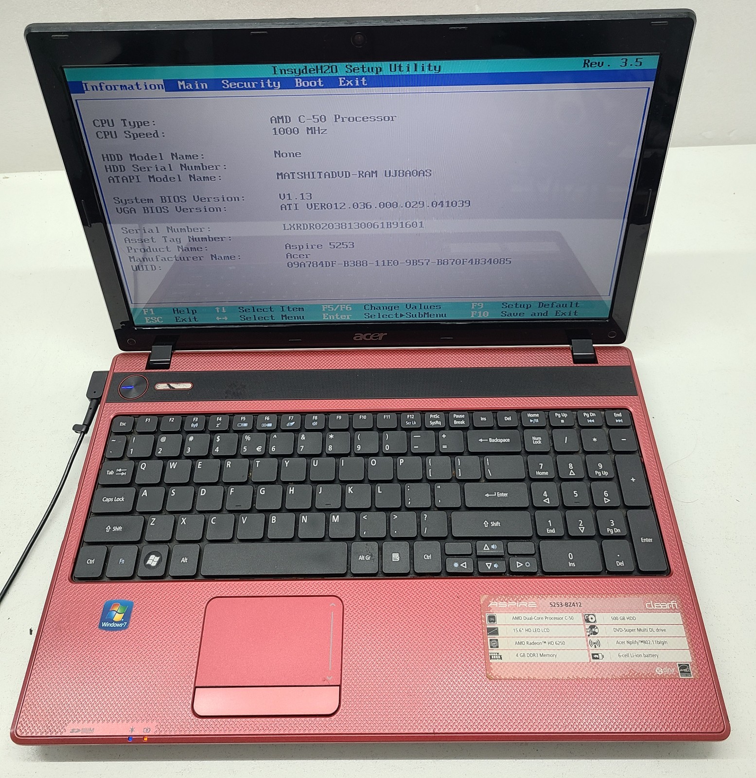 Acer Aspire 5253-BZ412 15.6″ Laptop AMD C-50 4GB Ram NO HD/OS (FL)