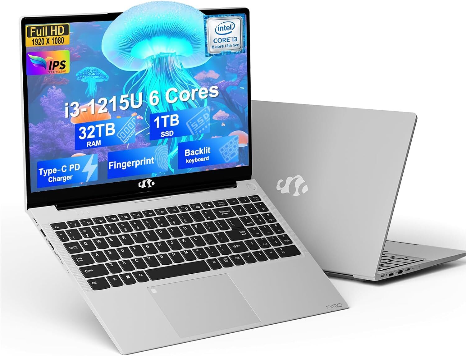 15.6 IPS FHD Laptop Intel 6 Core i3-1215U 32GB RAM 1TB SSD 4.4GHz Wi-Fi 6 Numpad