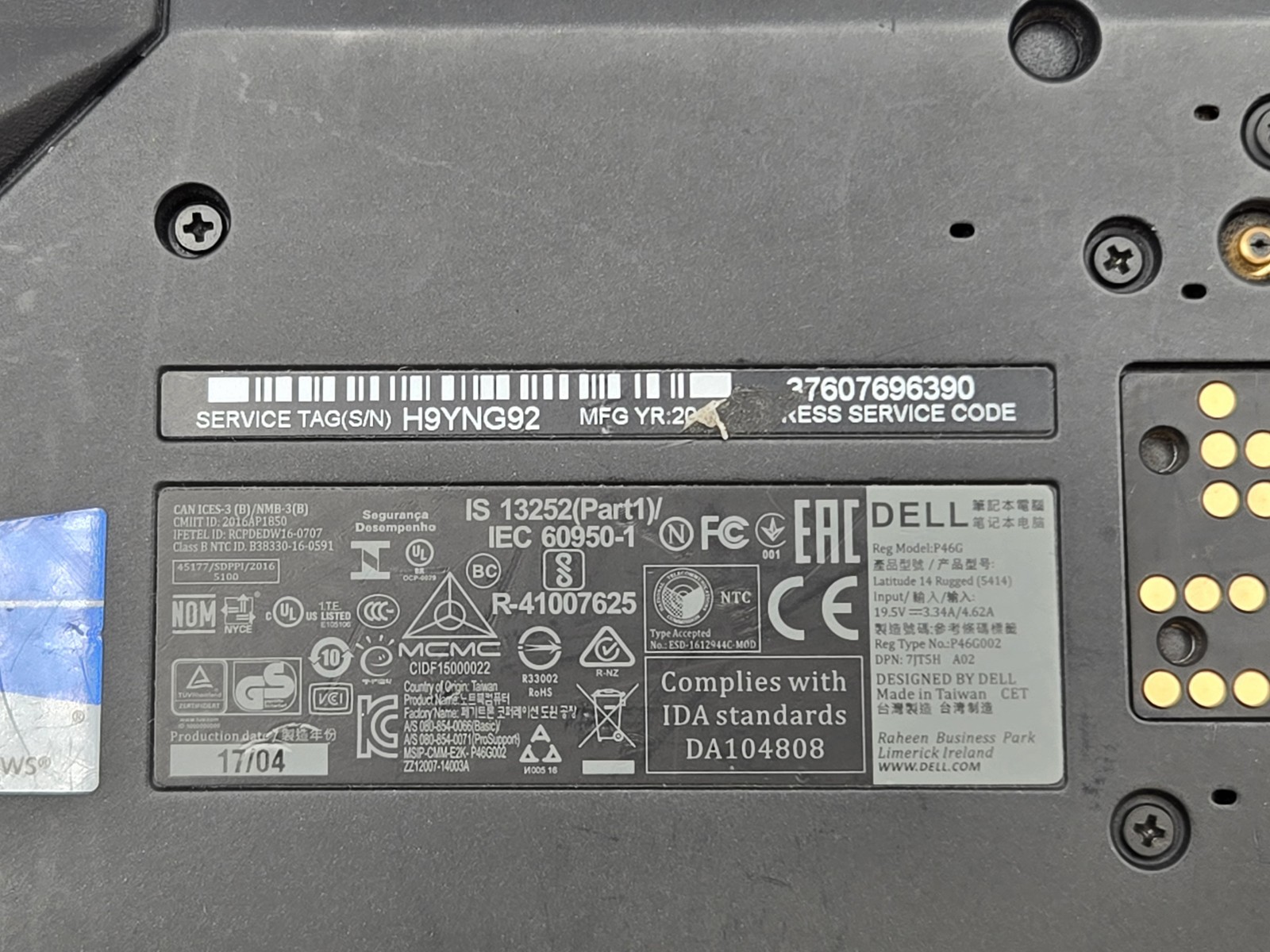 Dell Latitude 5414 Rugged 14″ HD I5-6300U Backlit Motherboard Palmrest *READ*