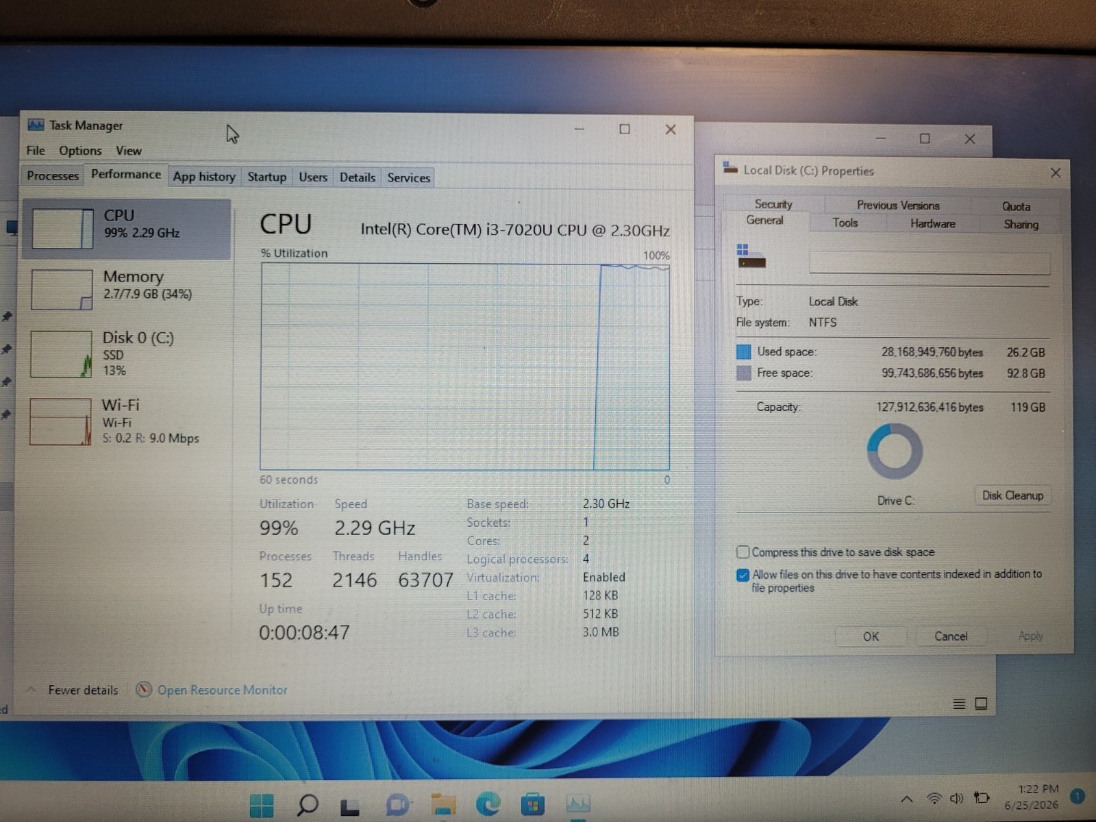 Dell latitude 3490 14″ i3-7020u 2.3ghz 8gb ram 128gb ssd w11p Used JMYWWS2