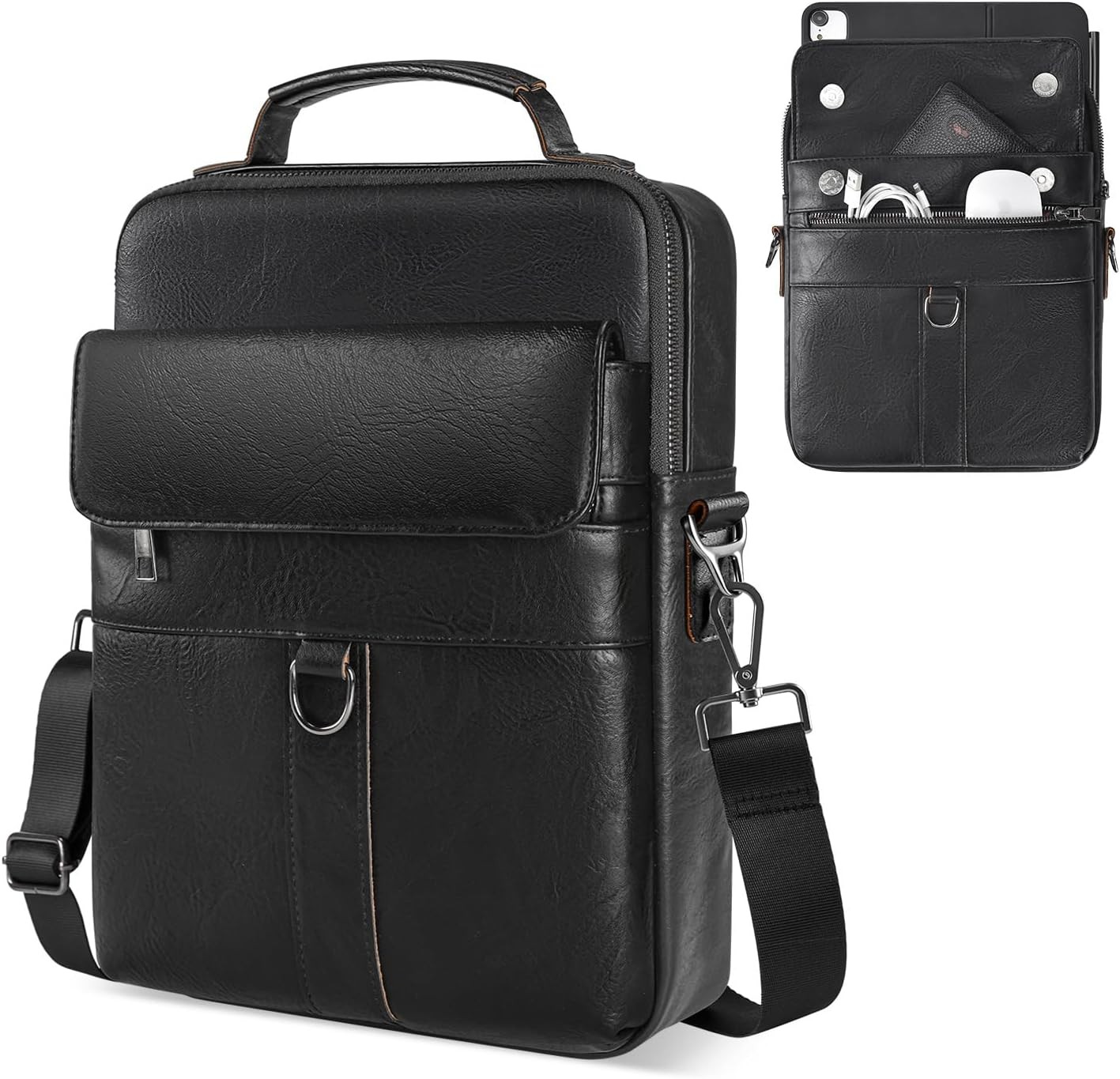 Leather Sleeve for 13 Inch MacBook Air 2026-2022, Protective Travel Case, Black