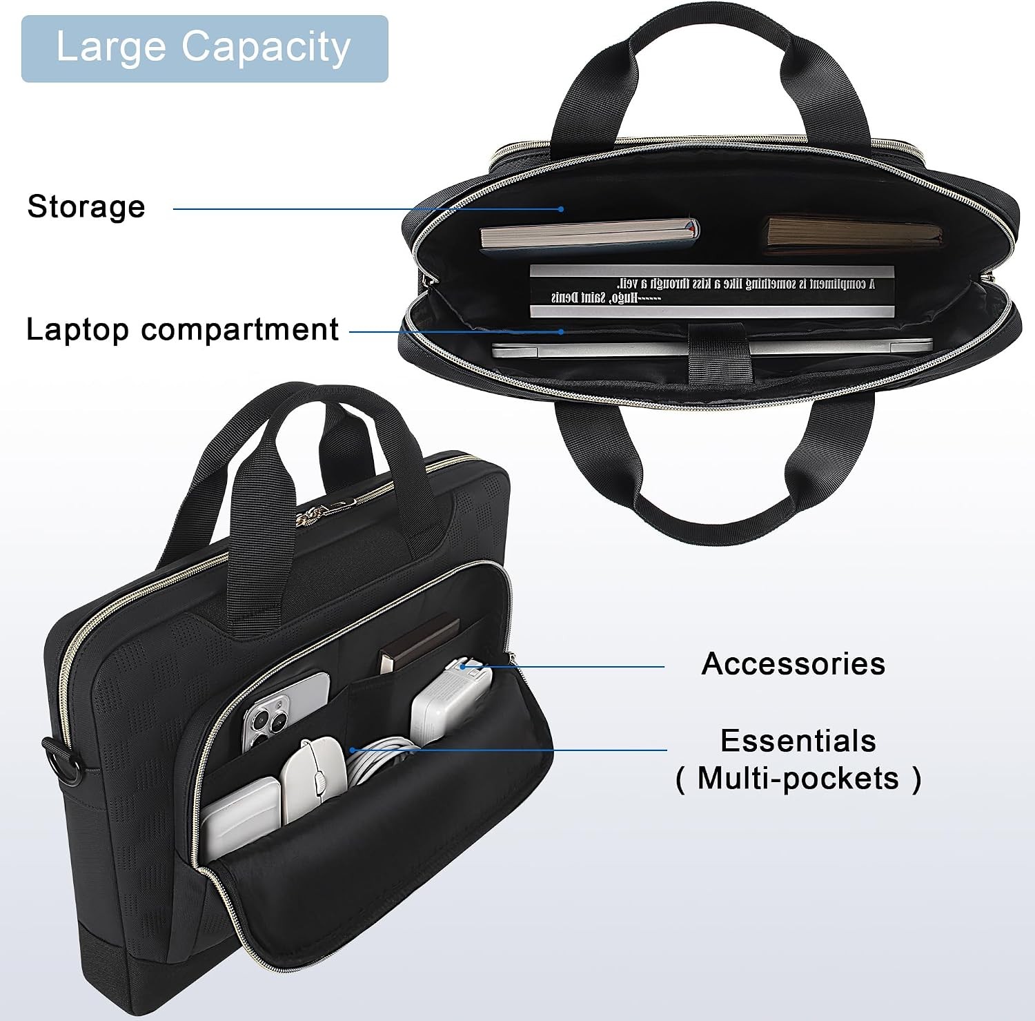 Sleeve for 17-17.3 Inch Laptop, Waterproof Messenger Bag with Multiple Pockets
