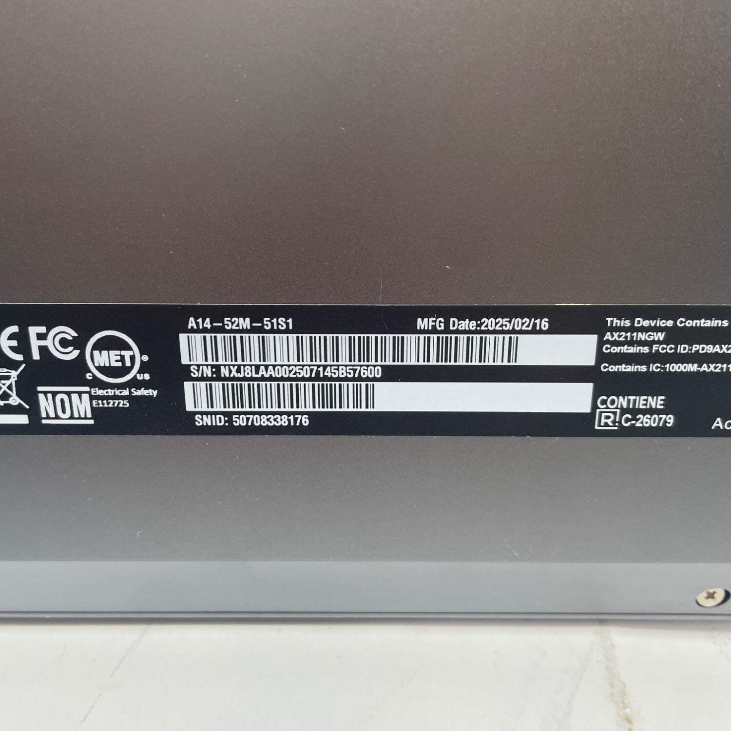 Acer Aspire 14 AI N24Q14 Core Ultra 5 226V 2.1GHz 16GB RAM 512GB Intel Arc A370M