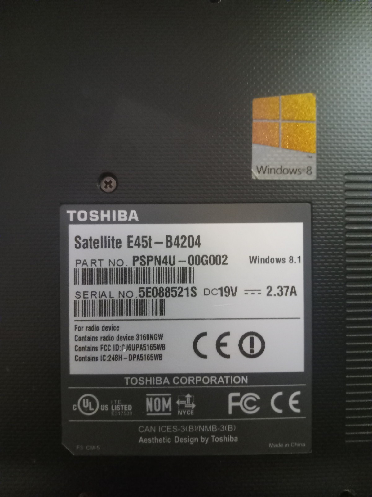 Toshiba E45-B4202 Gen4 Intel Core i5-4210U (3M Cache, up to 2.70GHz) 750GB