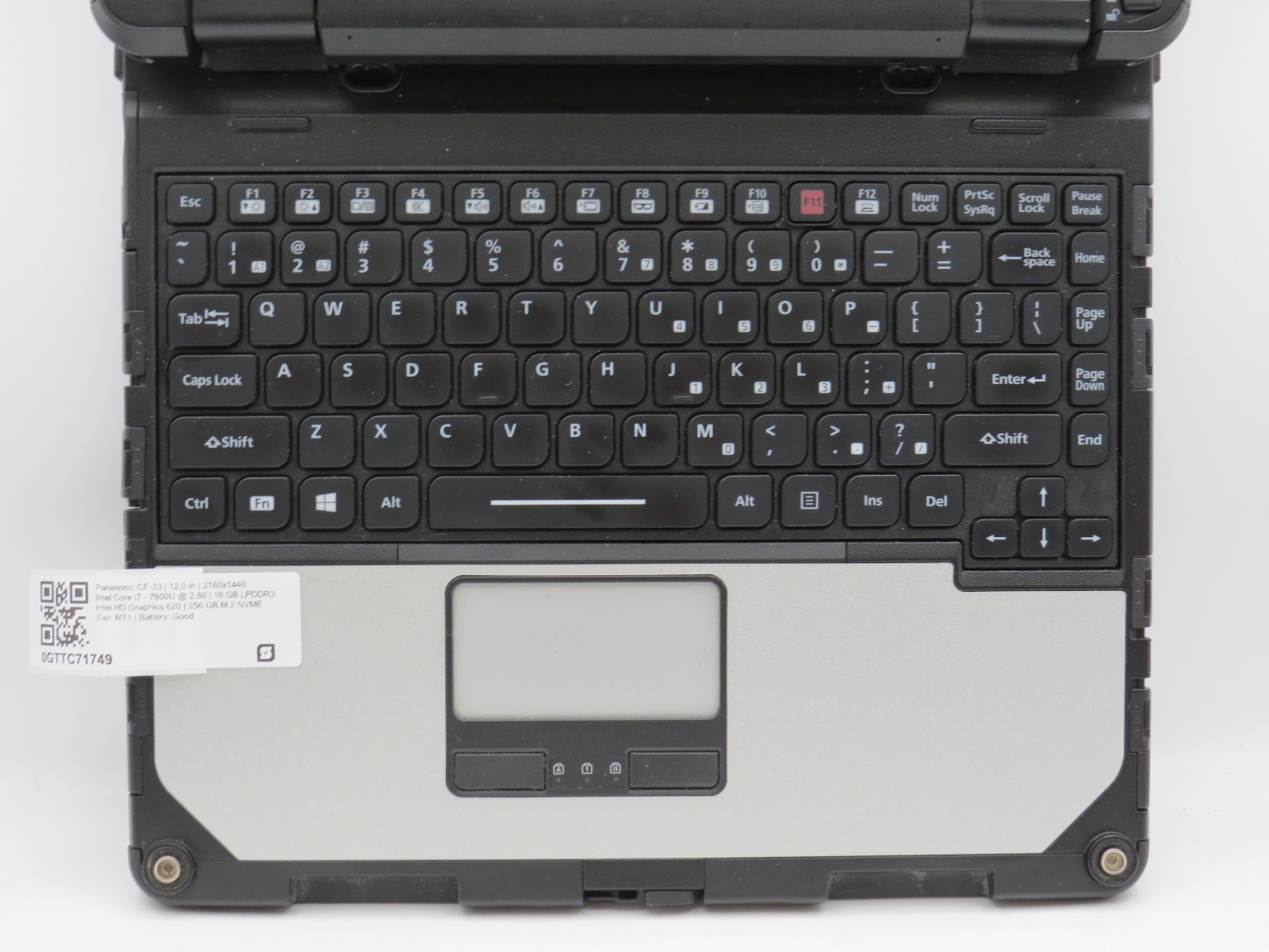 Panasonic CF-33 Toughbook i7-7600U@2.8 | 16/256GB SSD | 12″ Touch | No OS/AC