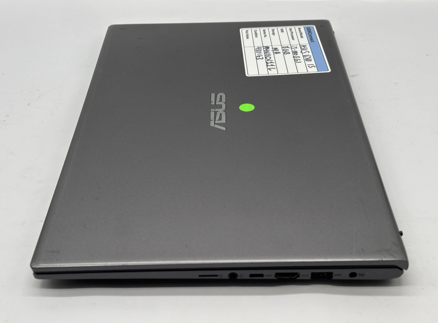 ASUS Vivobook 15 F512J Laptop, i3-1005G1, @ 1.20GHz, 8GB RAM, No OS/HDD/Charger