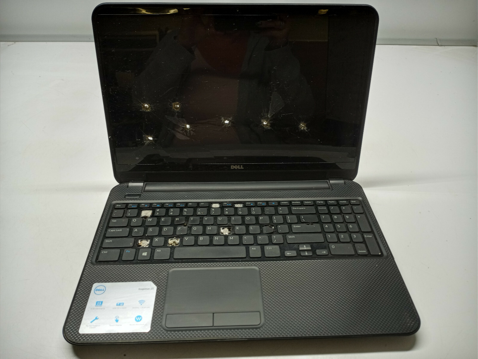 Dell Inspiron 15 Laptop NO Back Cover,HDD,CPU,Ram, Holes Drilled FOR PARTS