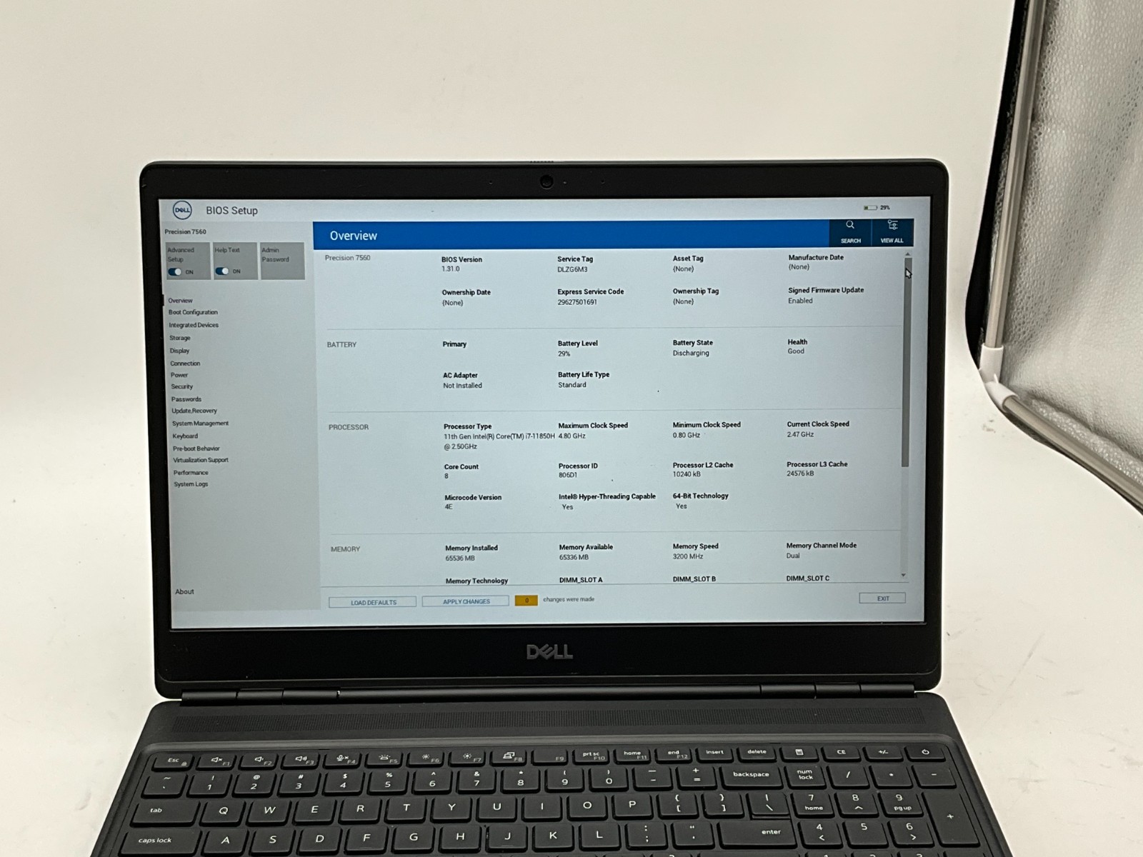DELL Precision 7560 i7-11850H 2.50g 64GB 1tb T1200 15.6″ WIN11 Laptop DLZG6M3