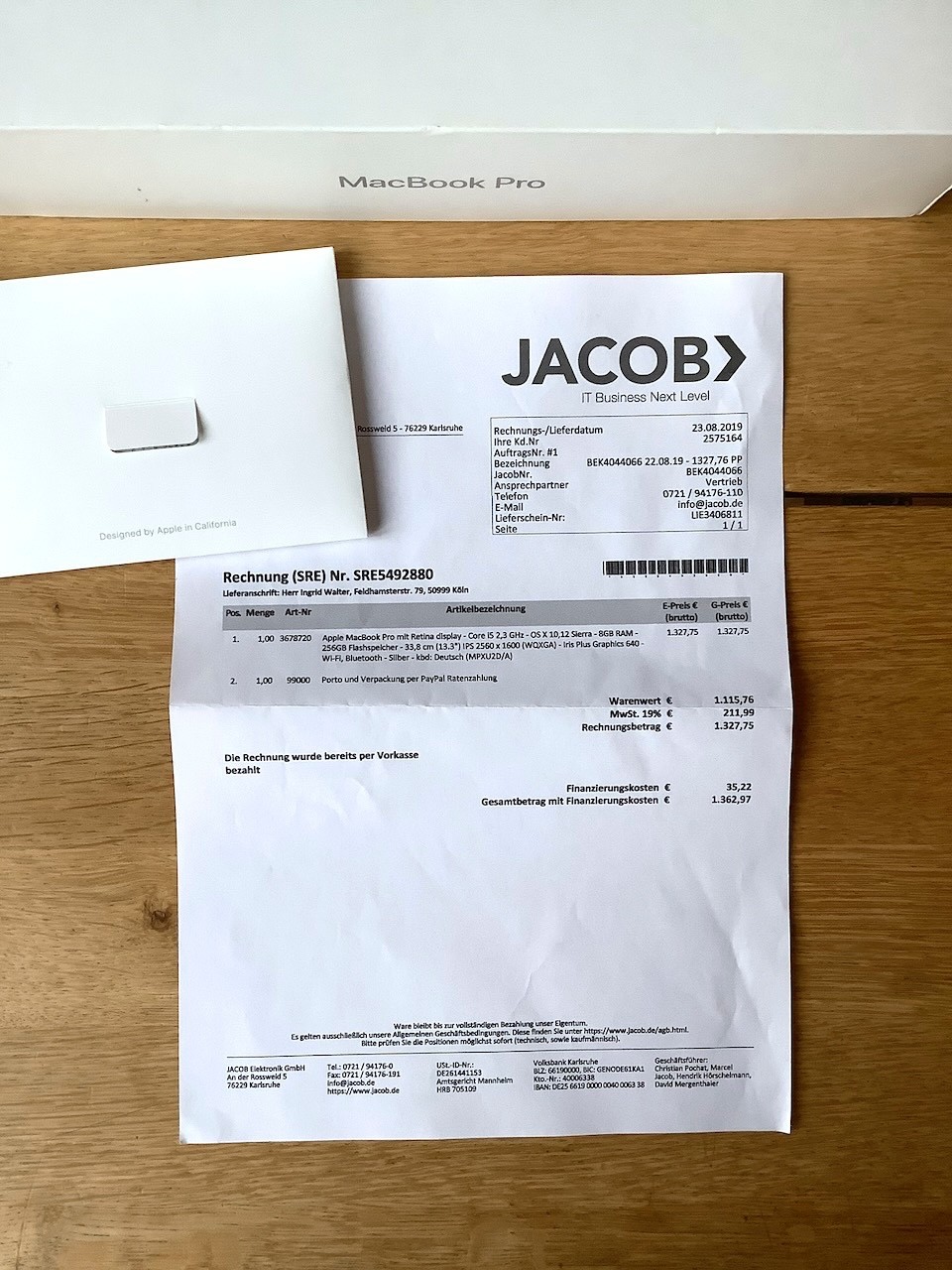 ★ Apple MacBook Pro Retina 13″ A1708 (2017) 256GB SSD + Charger Silver ★ Original Box