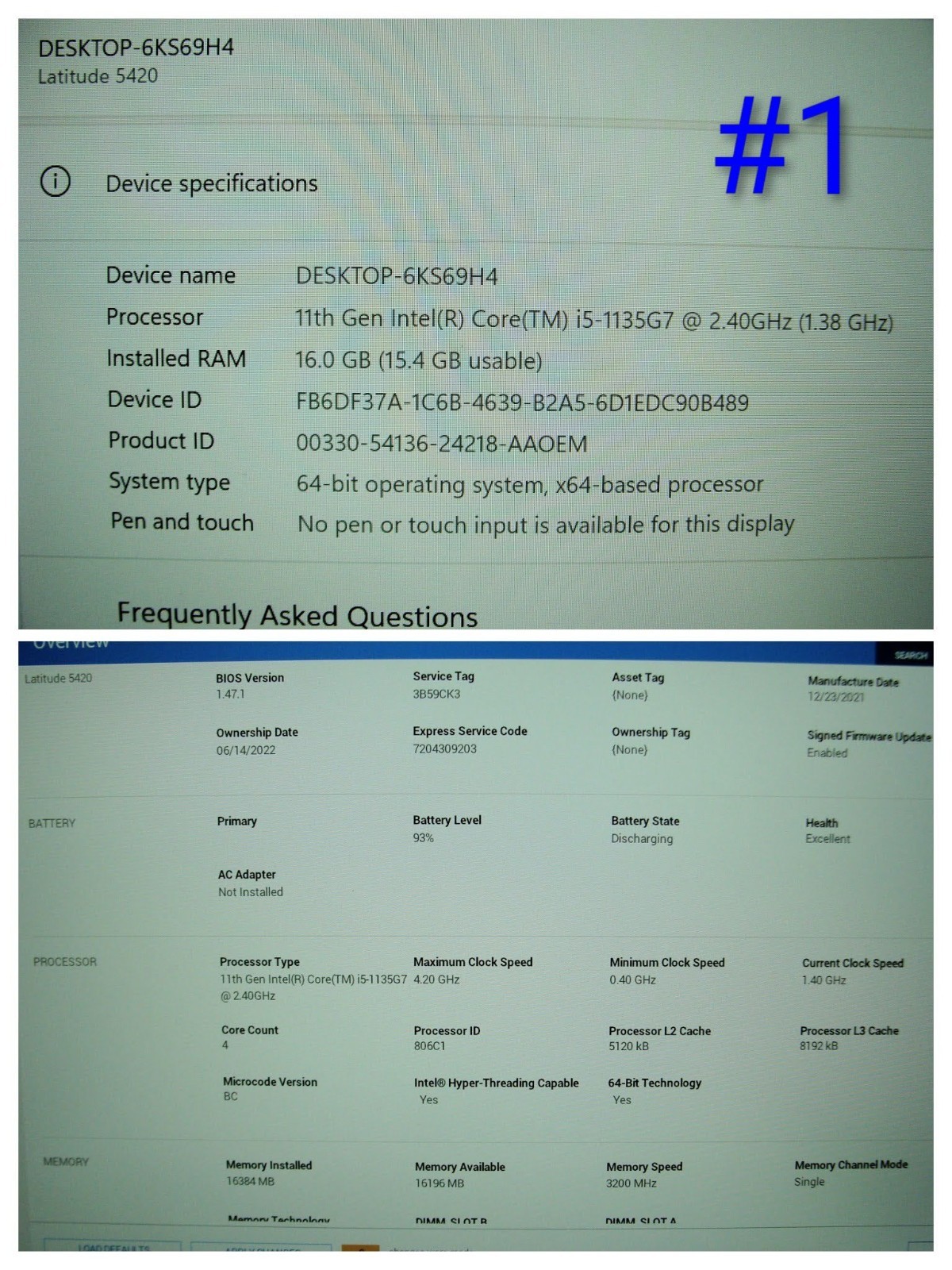 Dell Latitude 5420 14″FHD i5-1135G7 2.4GHz 16GB 256GB Win11Pro PwR Battery +PA