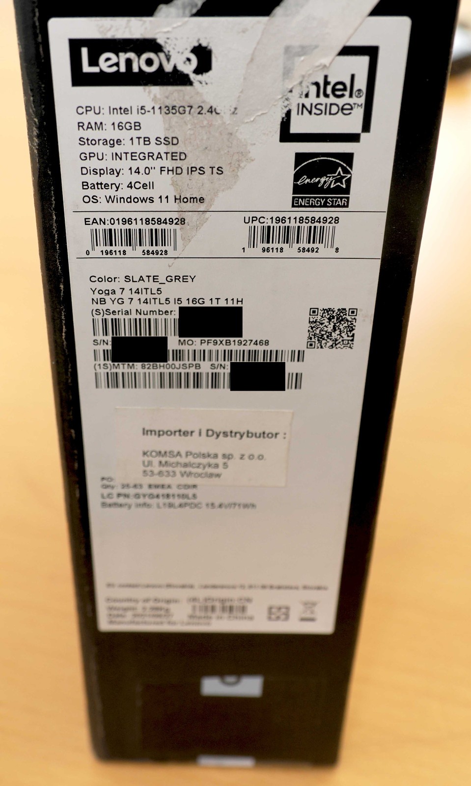 NEW ORIGINAL BOX – Lenovo Yoga 7 14ITL5 – 14” FHD Touch i5-1135G7 16GB 1TB W11H – QWERTY
