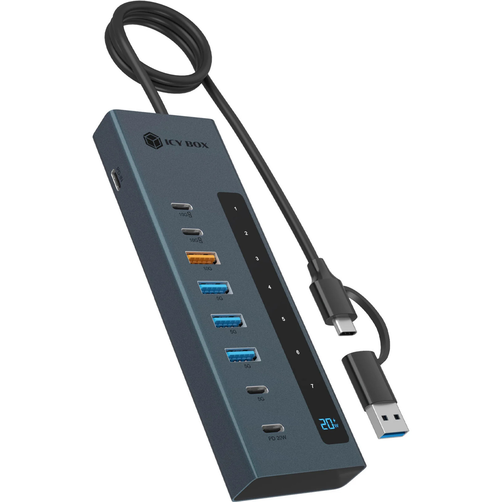 ICY BOX ib-hub1743-cpd 9-in-1 hub docking station (blue)