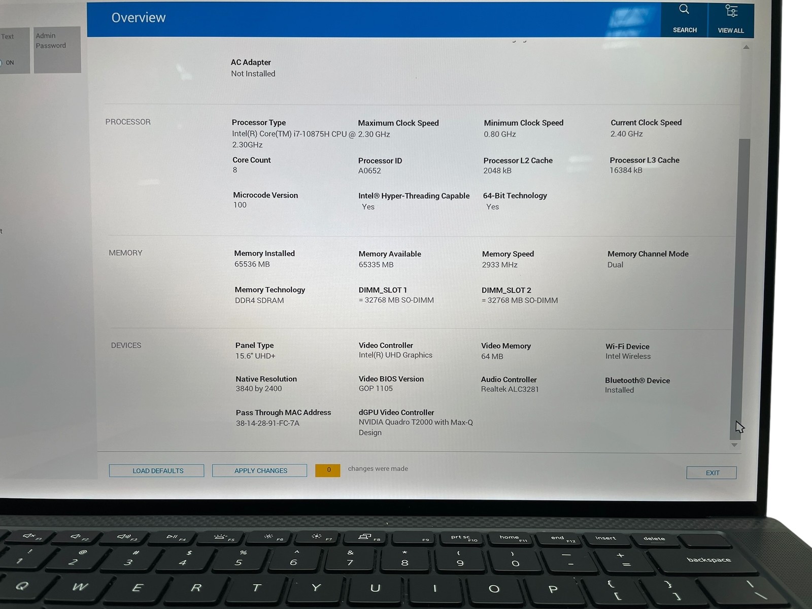 Dell Precision 5560 15″ – i7 2.3GHz – 64GB RAM – 512GB SSD – Grade D
