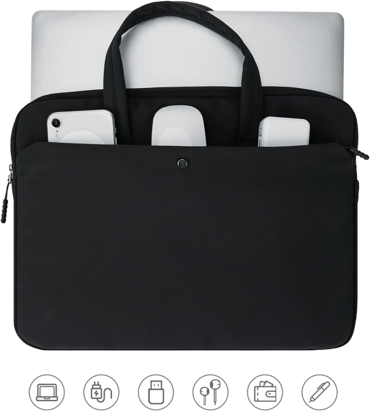 15.6 Inch Black Laptop Sleeve Case for Notebook, MacBook Pro/Air – Slim & Lightw