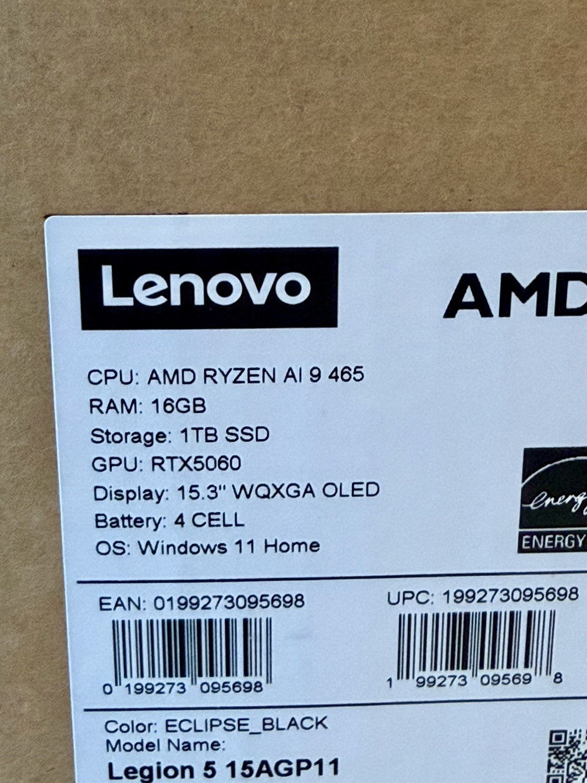 Lenovo Legion 5 Gen 11 Gaming Laptop 15.3″ OLED Ryzen AI 9 465 RTX 5060 16GB 1TB