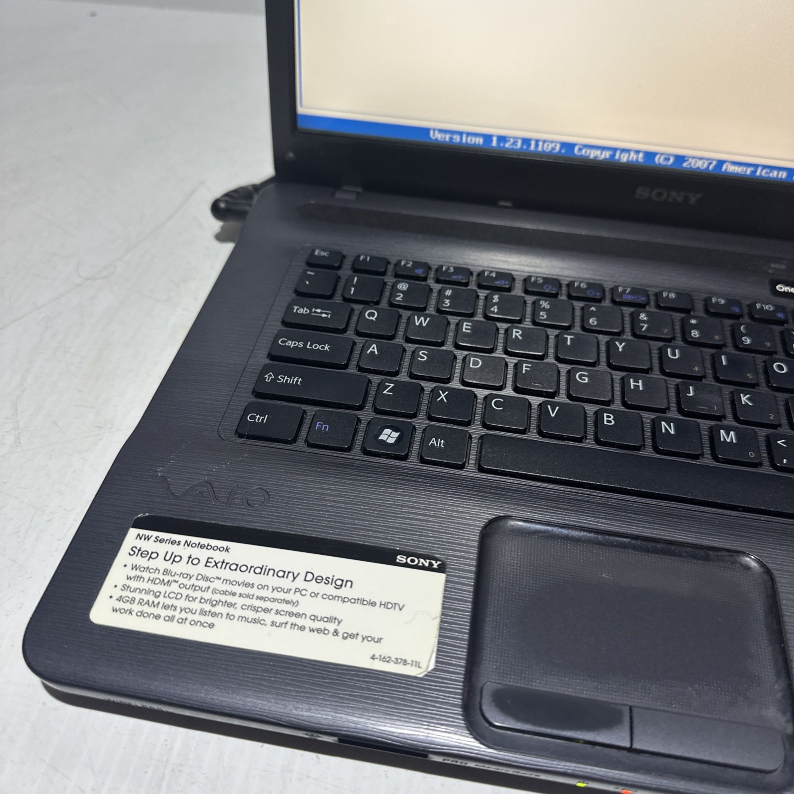 Sony Vaio VGN-NW238F Intel Pentium 8gb Ram No Drives Boots Bios