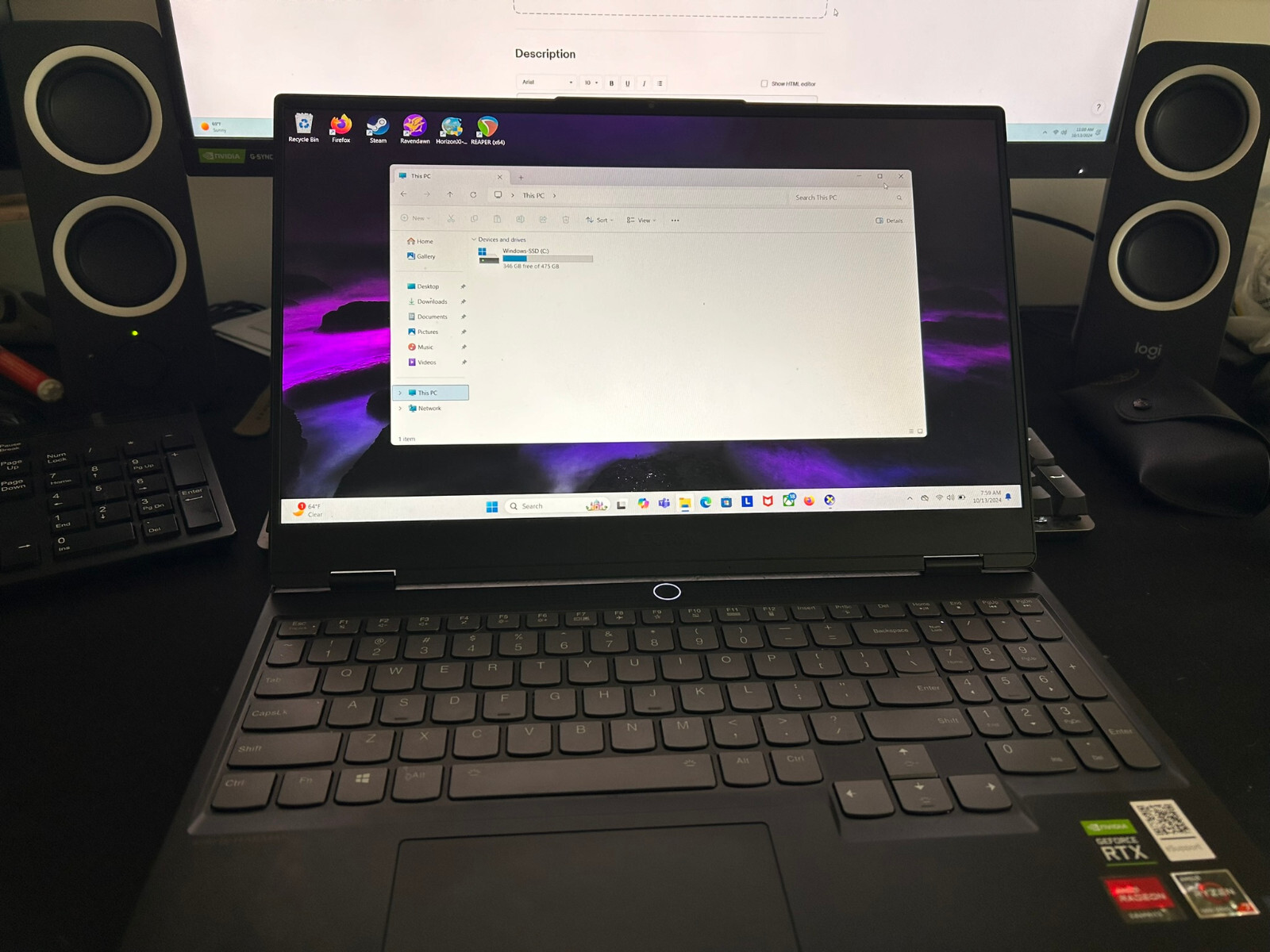 Legion S7-15ACH6 15.6-inch Ryzen 7 5800H RTX 3060 16GB RAM 512Gb 165Hz Win 11