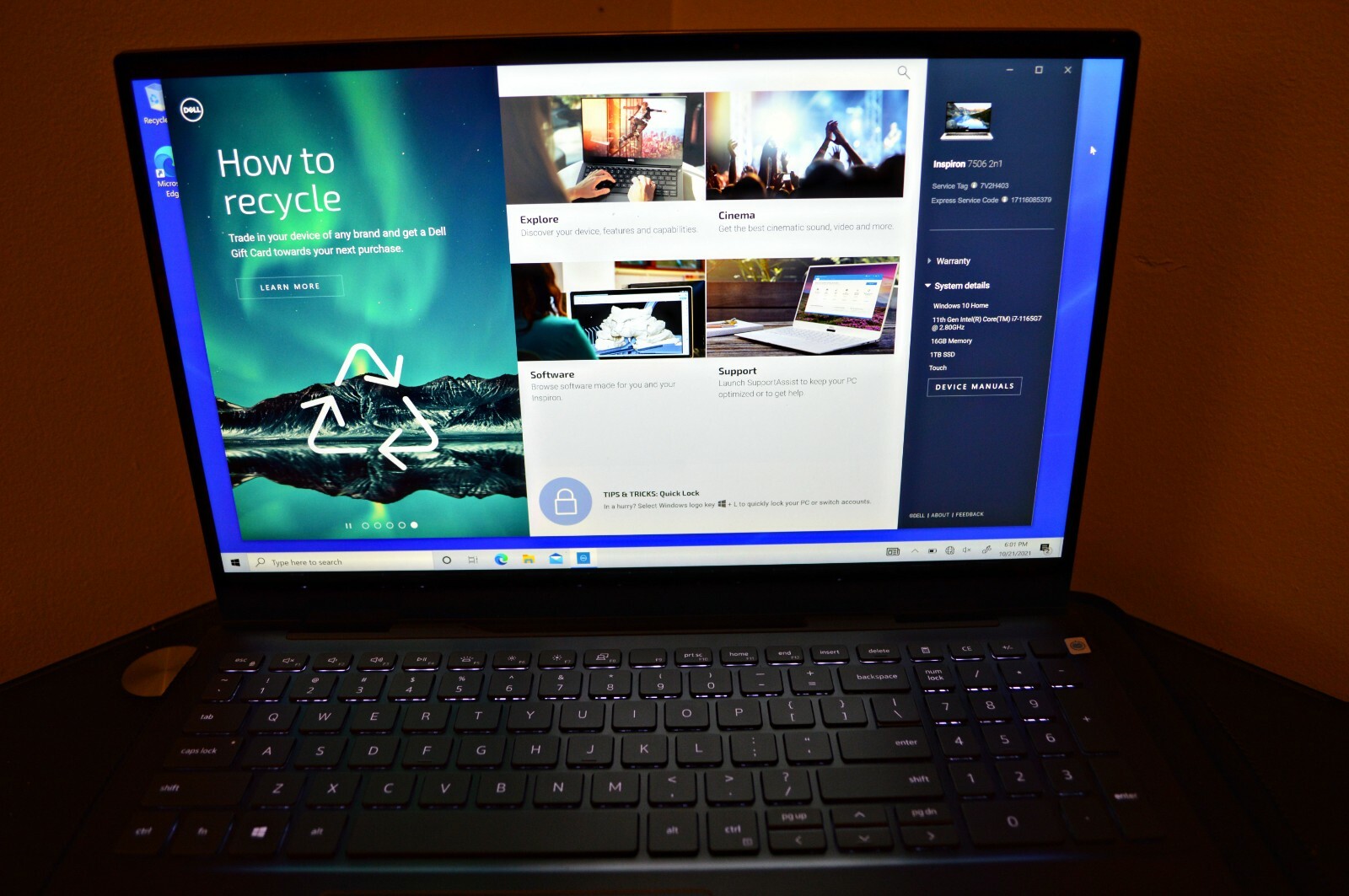 Dell Inspiron 7506 15.6″ i7 – Open Box with Warranty and Soft Case Included