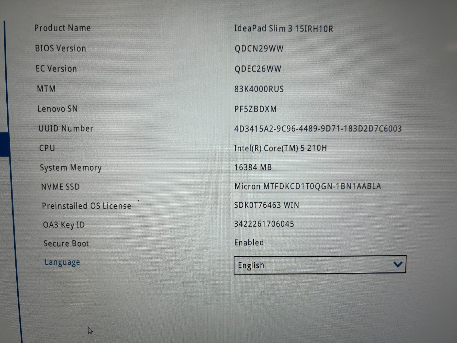 Lenovo Slim 3 15IRH10R, Intel Core 5 210H, 2.20 GHz, 16 GB RAM, 1 TB NVMe SSD