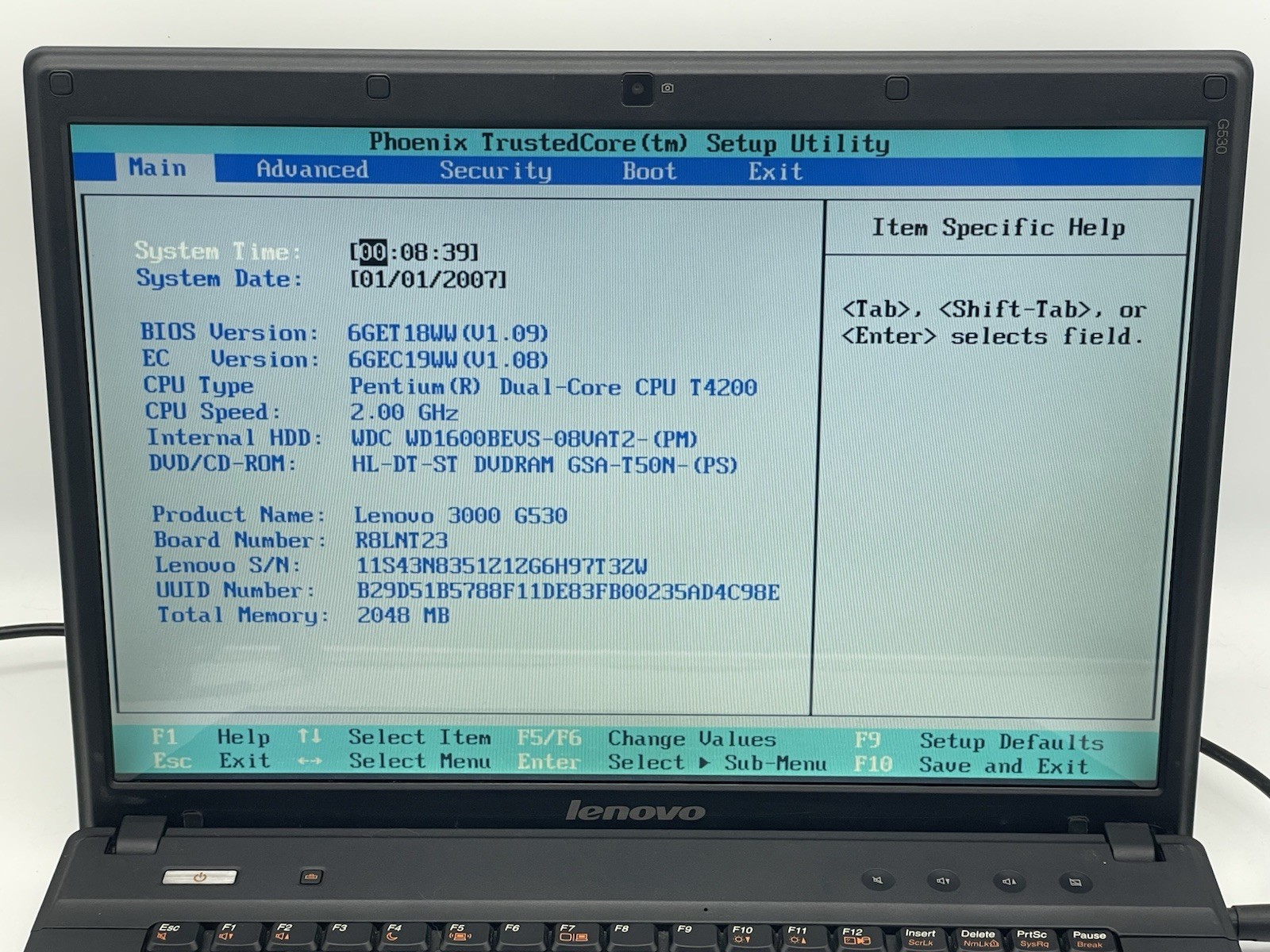 🔥🔥🔥 Vintage Lenovo G530 4446 – 15.4″ – Dual Core T4200 2.0GHz , 160GB HDD