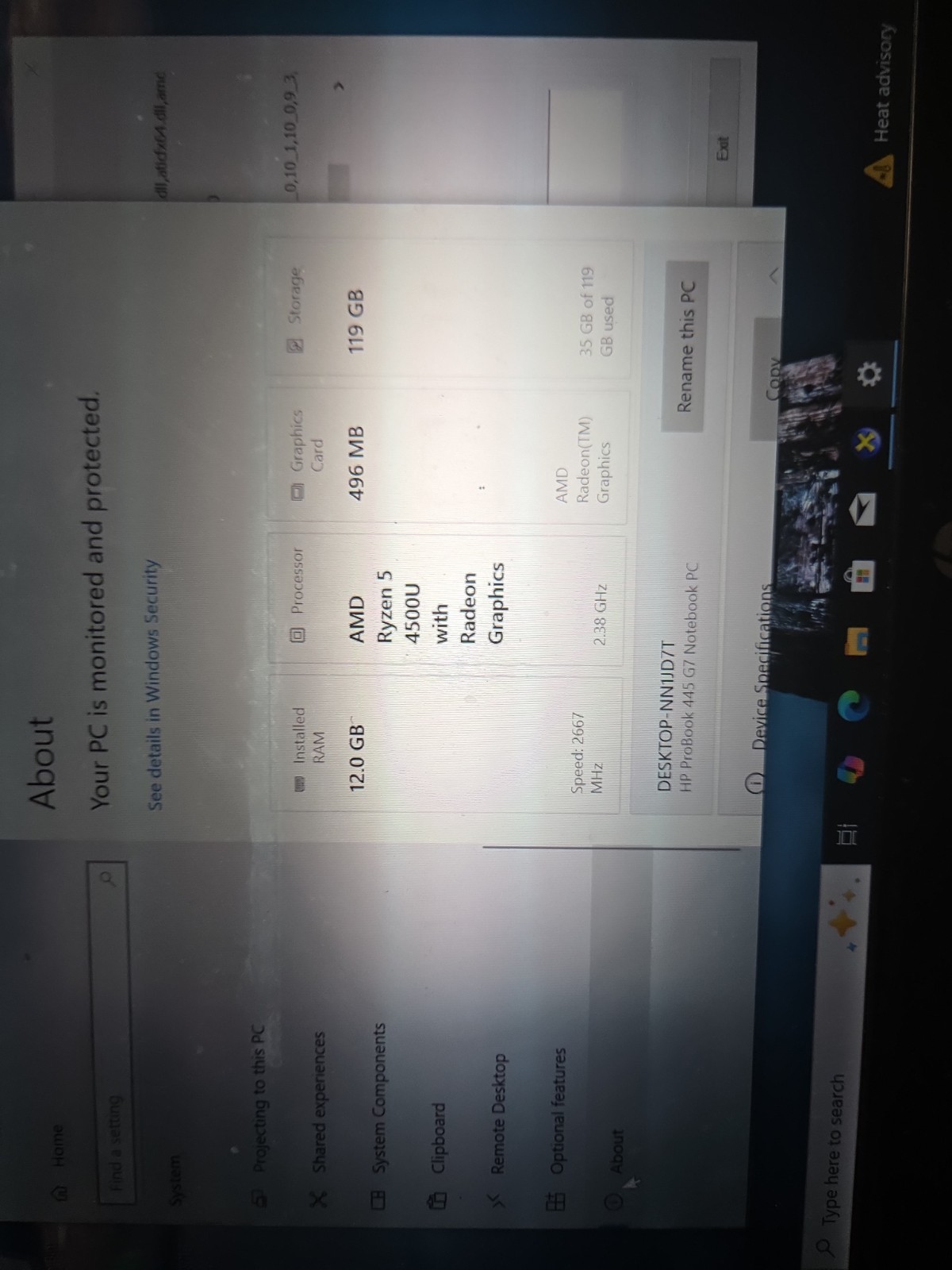 HP ProBook 445 G7 AMD RYZEN 5 4500U 2.38GHZ 12GB 120GB