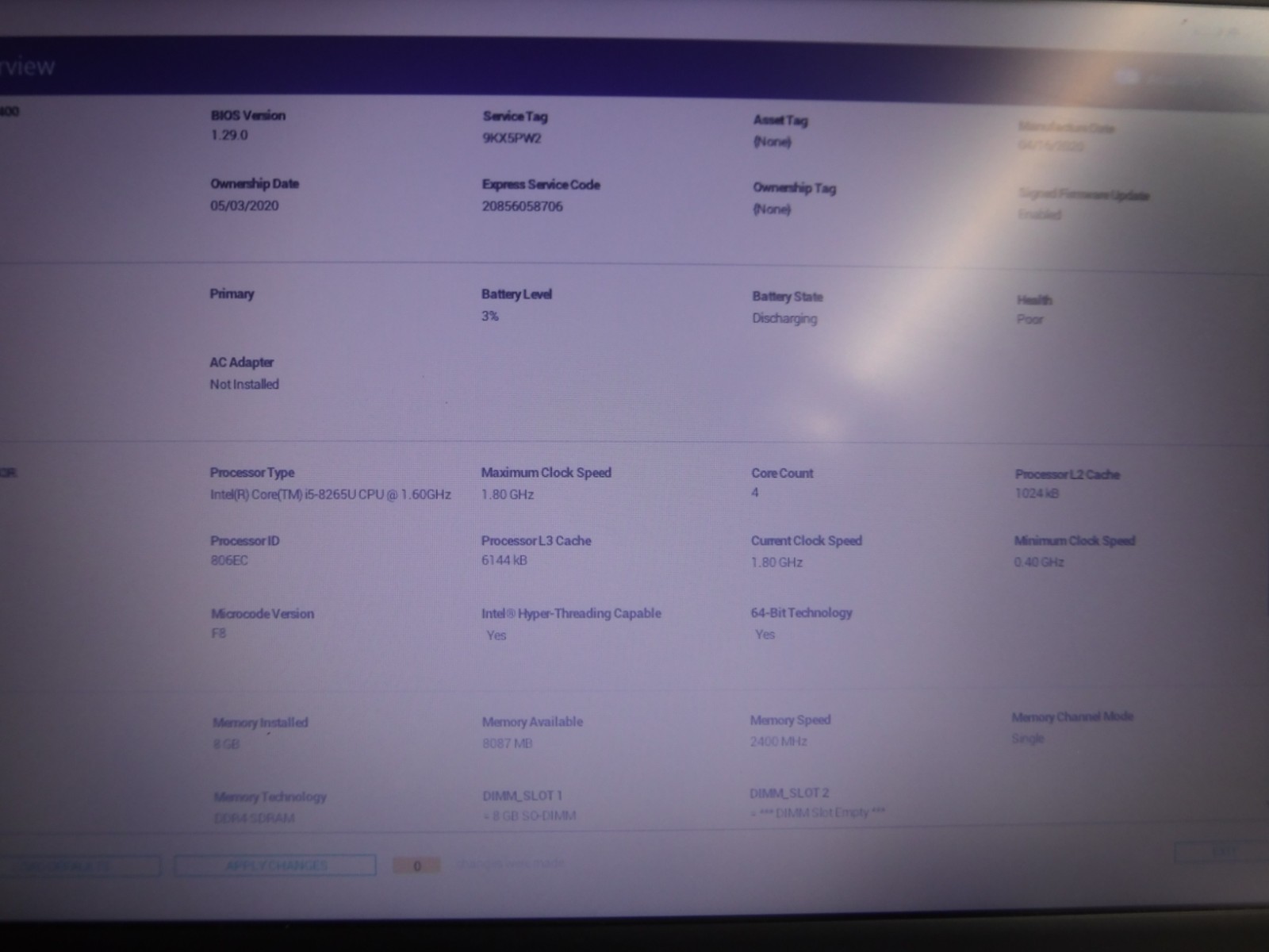 QTY 3 Dell Latitude 3400 i5-8265U 1.60GHz NO RAM NO SSD NO OS T4-C17