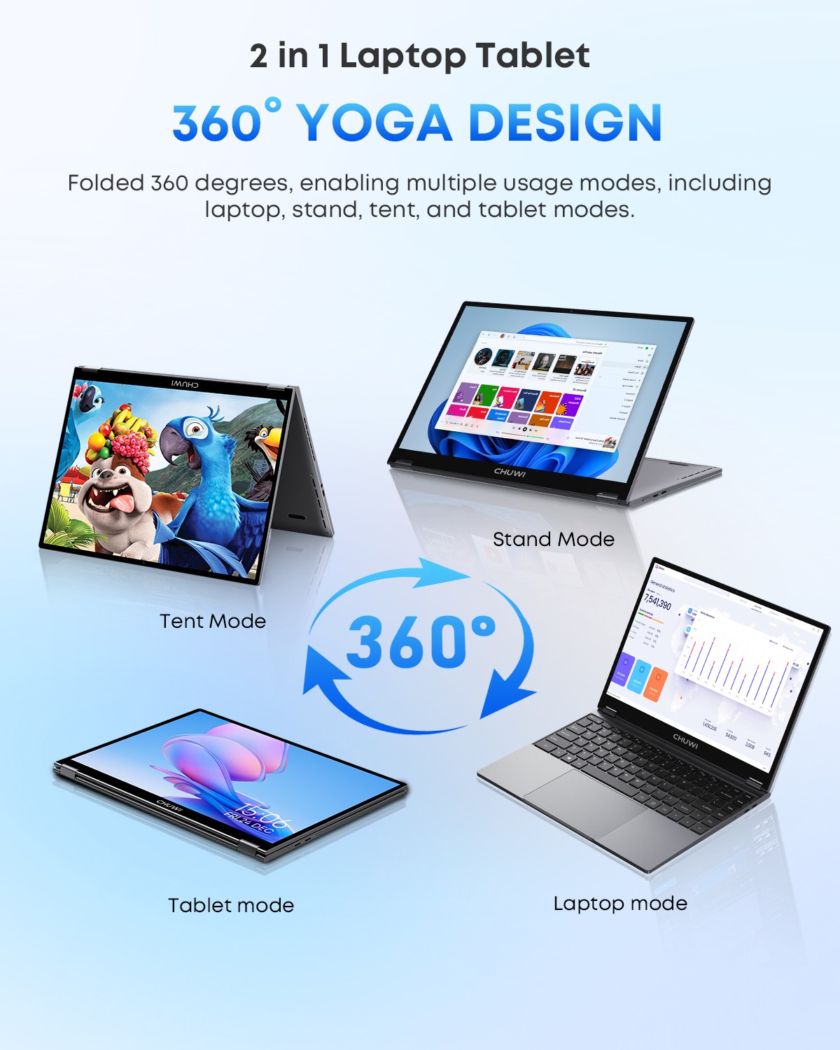 CHUWI 2-in-1 Laptop Freebook 13.4 inch TouchScreen Intel N150 16GB/512GB Win 11