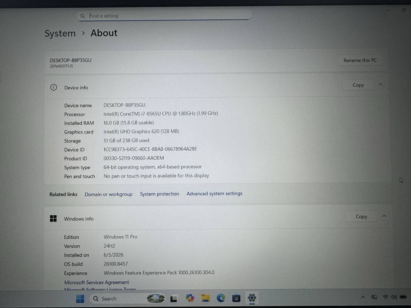 Lenovo ThinkPad T590 i7-8565U 16GB RAM 256GB SSD Win 11 Pro 15.6″ Laptop