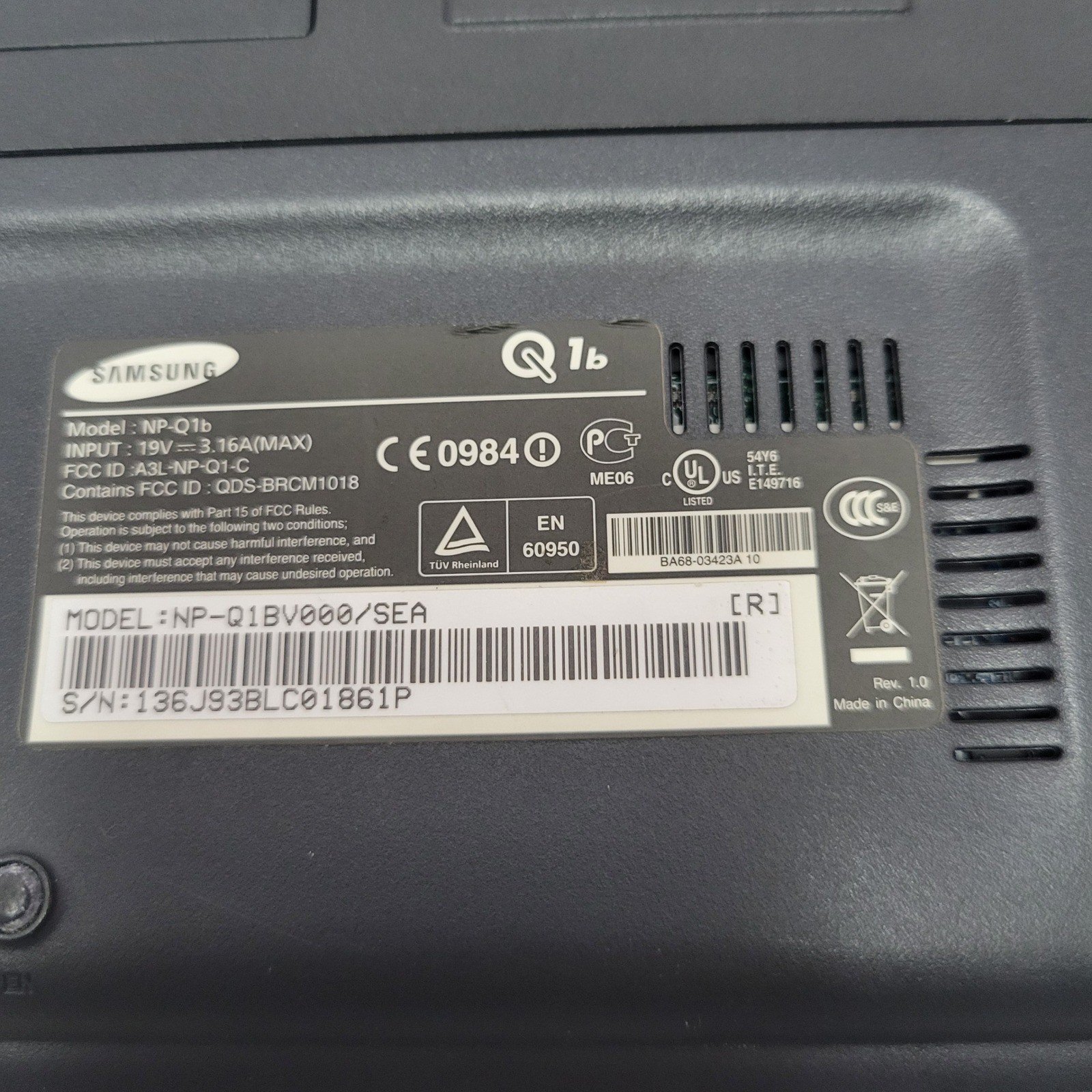 Samsung NP-Q1b Handheld Tablet Computer Works NO OS *READ
