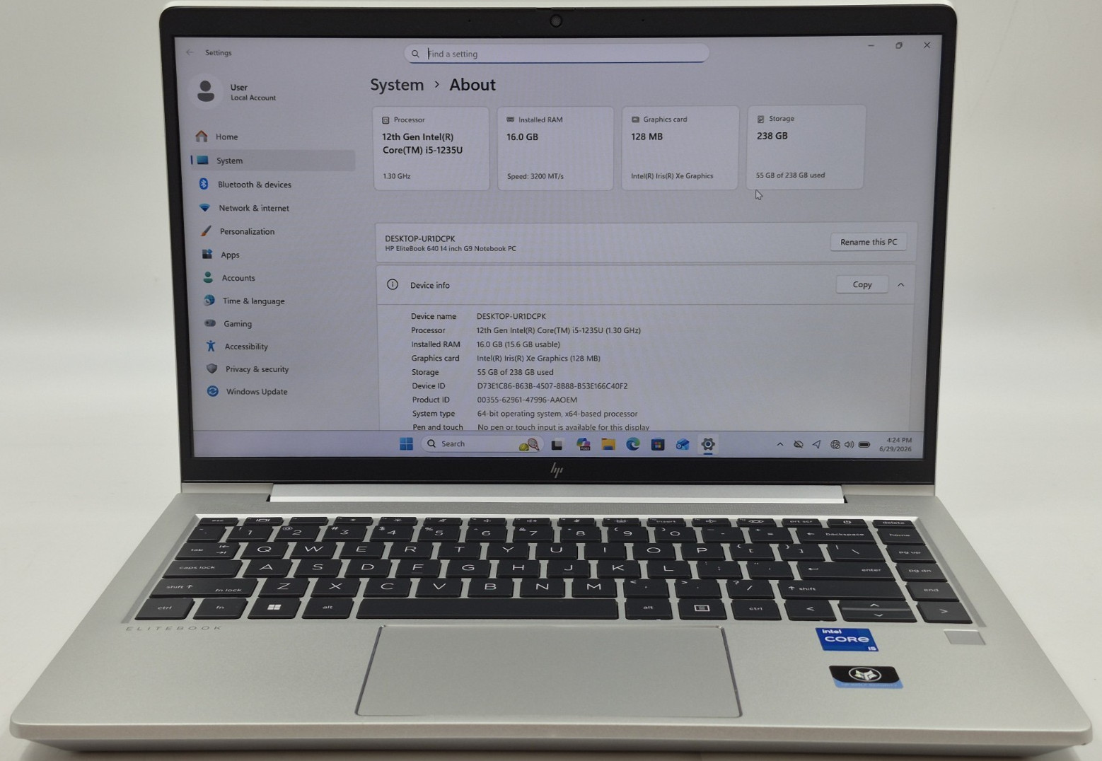 HP ProBook 440 G9 Laptop i5-1235U 1.30GHz 16GB RAM 256GB NVMe SSD Win 11 Pro
