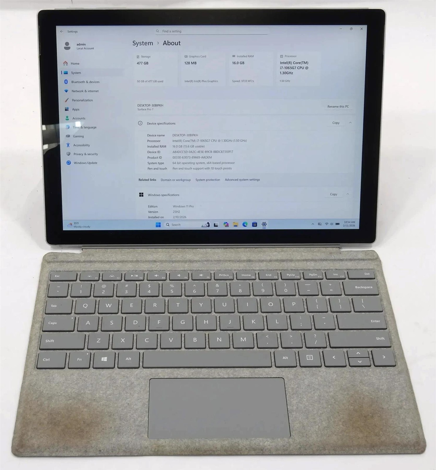 Microsoft Surface Pro 7 1866 Core i7-1065G7 1.50GHz 16GB 512GB