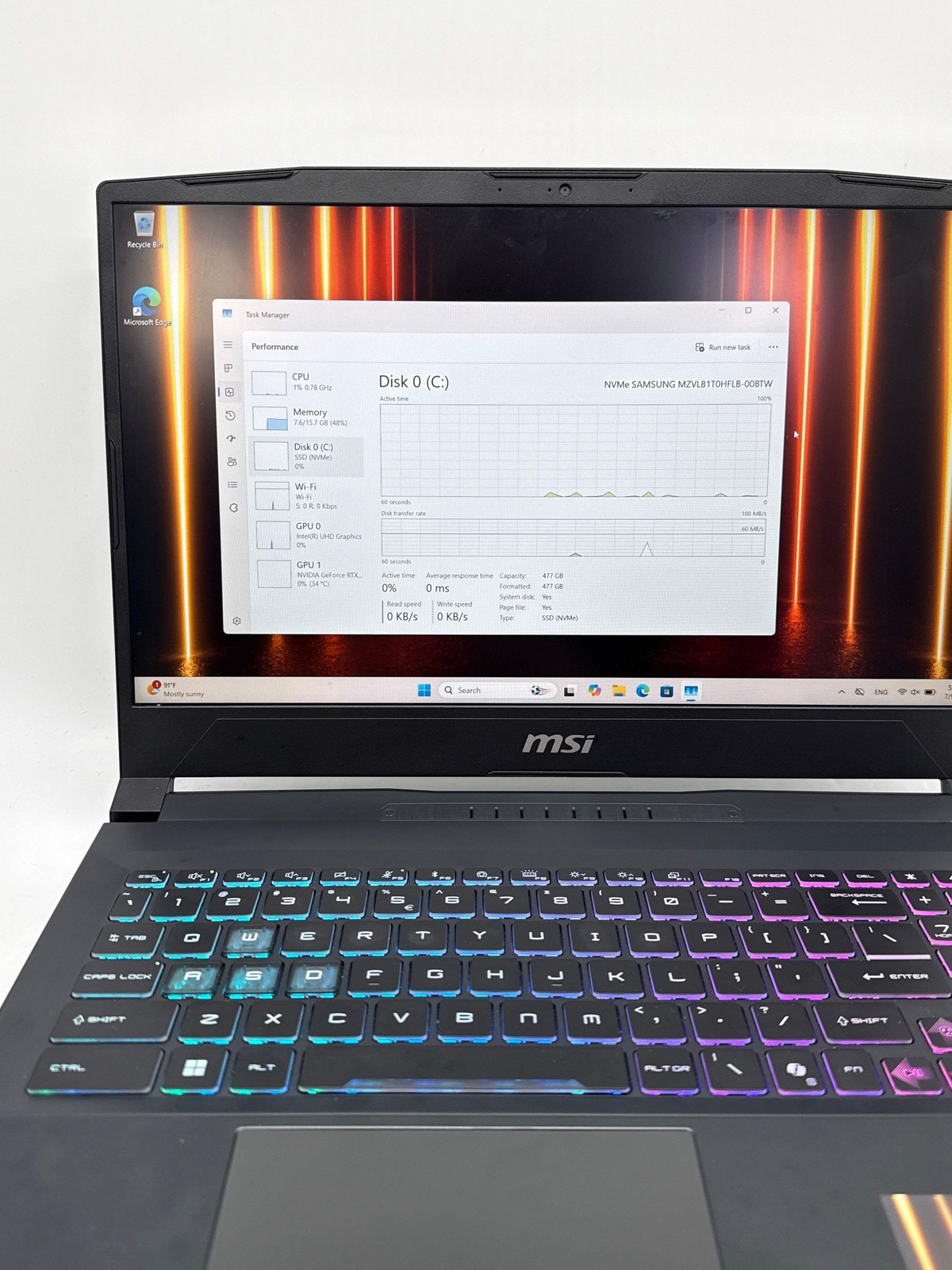 MSI Katana 15 HX B14WEK i7-14650HX 16GB RAM 512GB SSD RTX 5050 – Used