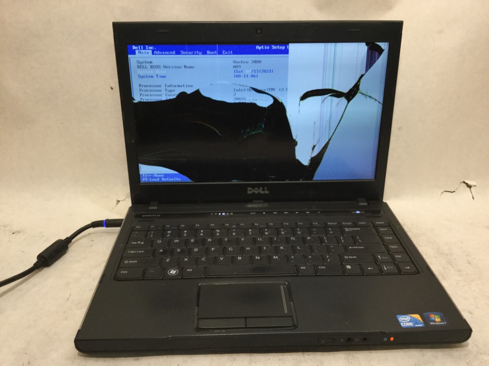 Dell Vostro 3400 / Intel Core i3 UNKNOWN SPECS / (CRACKED/MISSING PARTS!) -MR