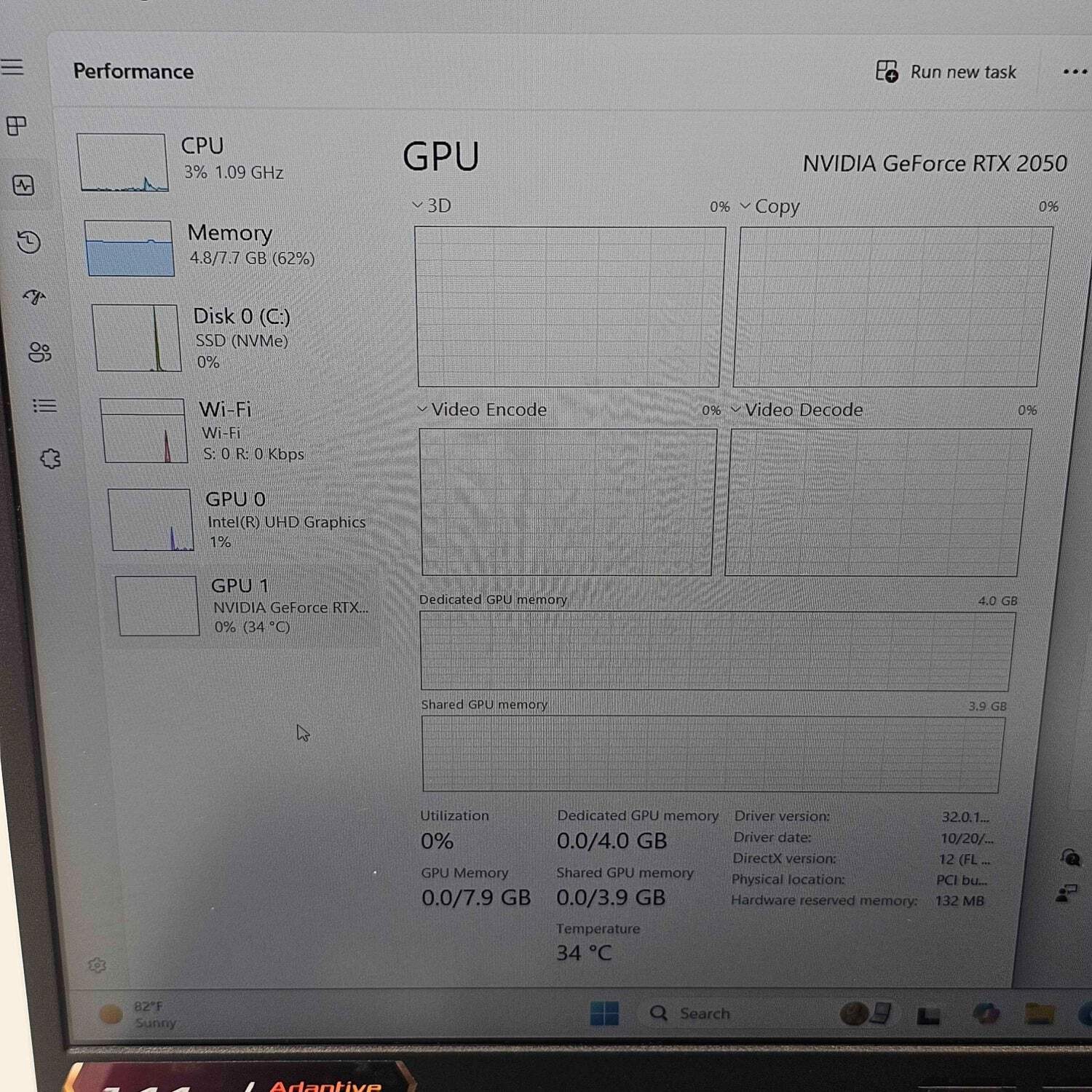 Asus TUF F15 FX506H 15.6″ i5-11400H 2.6GHz 8GB RAM 512GB SSD GeForce RTX 2050